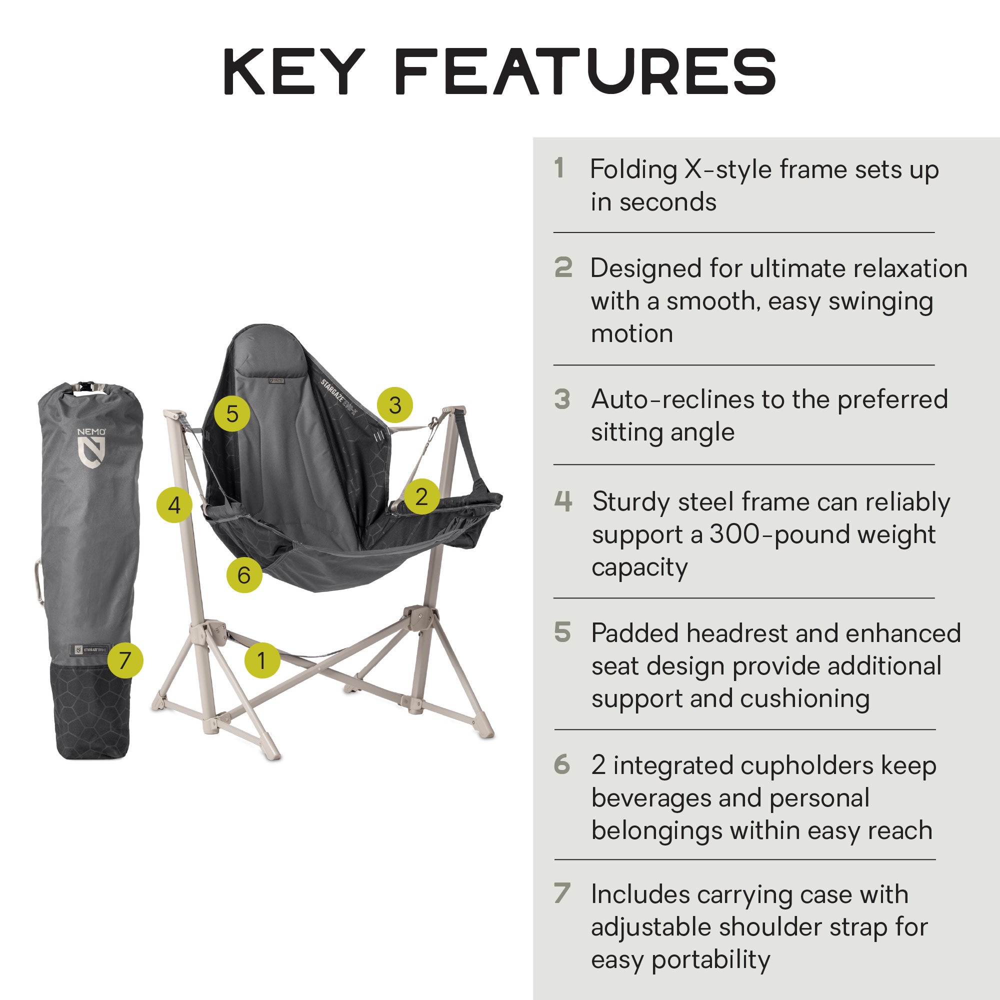 Nemo Stargaze EVO-X scaun camping pliabil balansoar