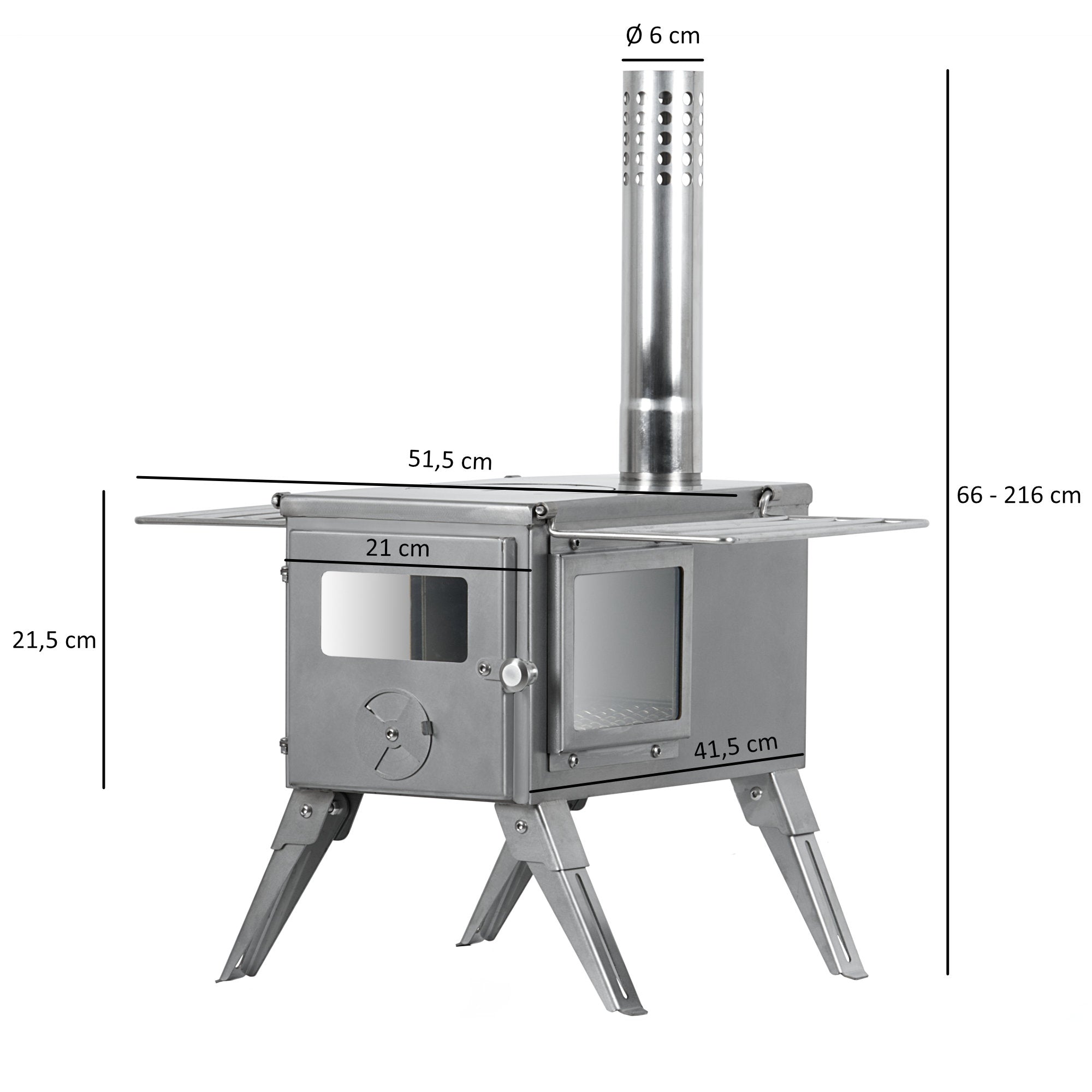 CampFeuer soba cort inox 51,5x42x216 cm cu plita