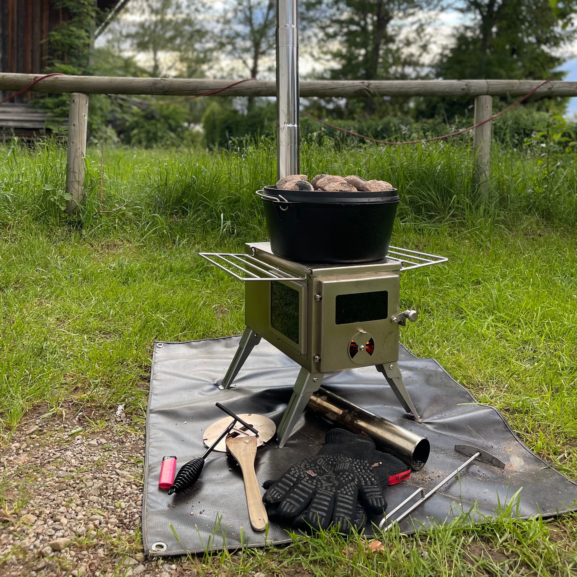CampFeuer covoras protectie soba 98x76 cm negru