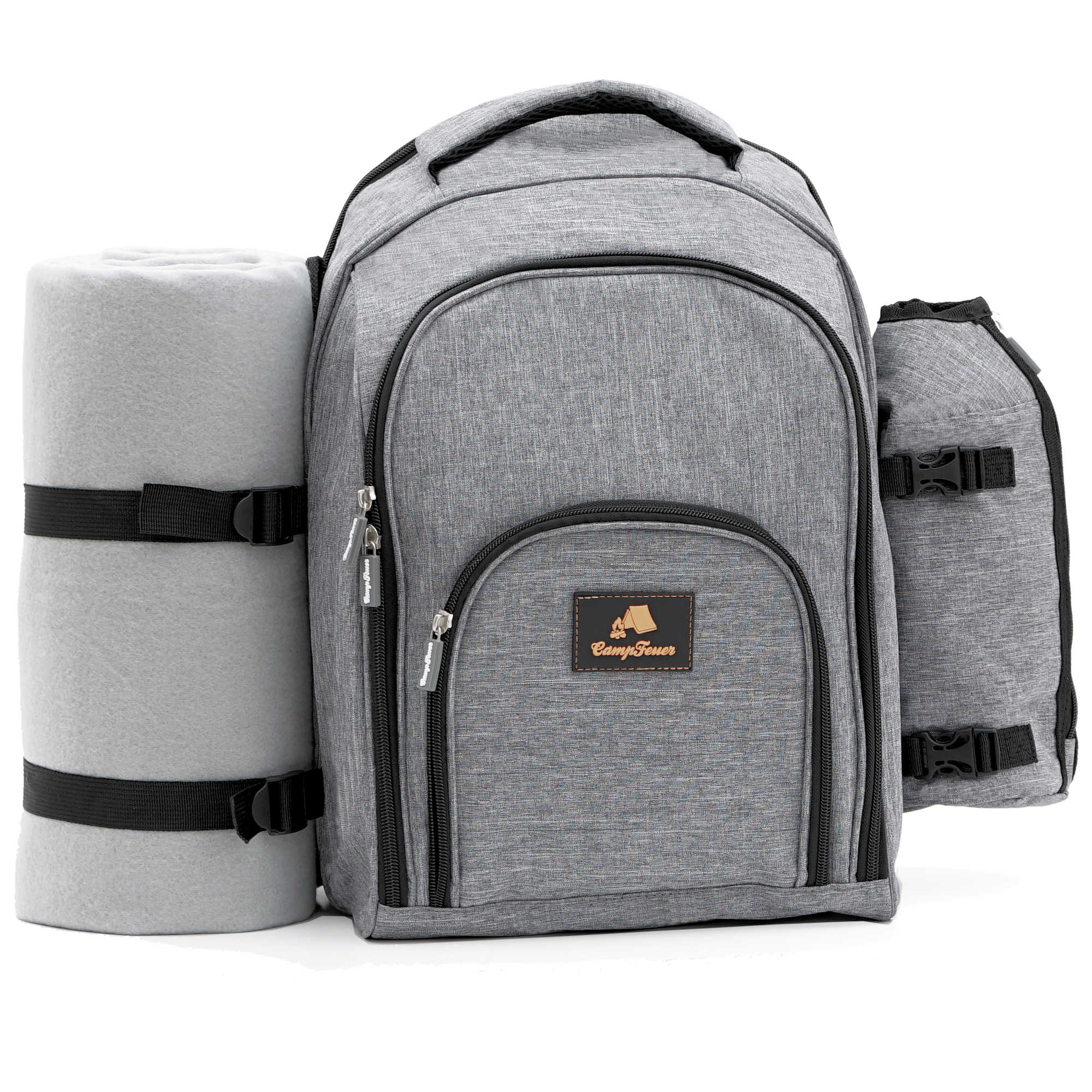 CampFeuer Rucsac picnic 4 persoane 32 piese gri termoizolant