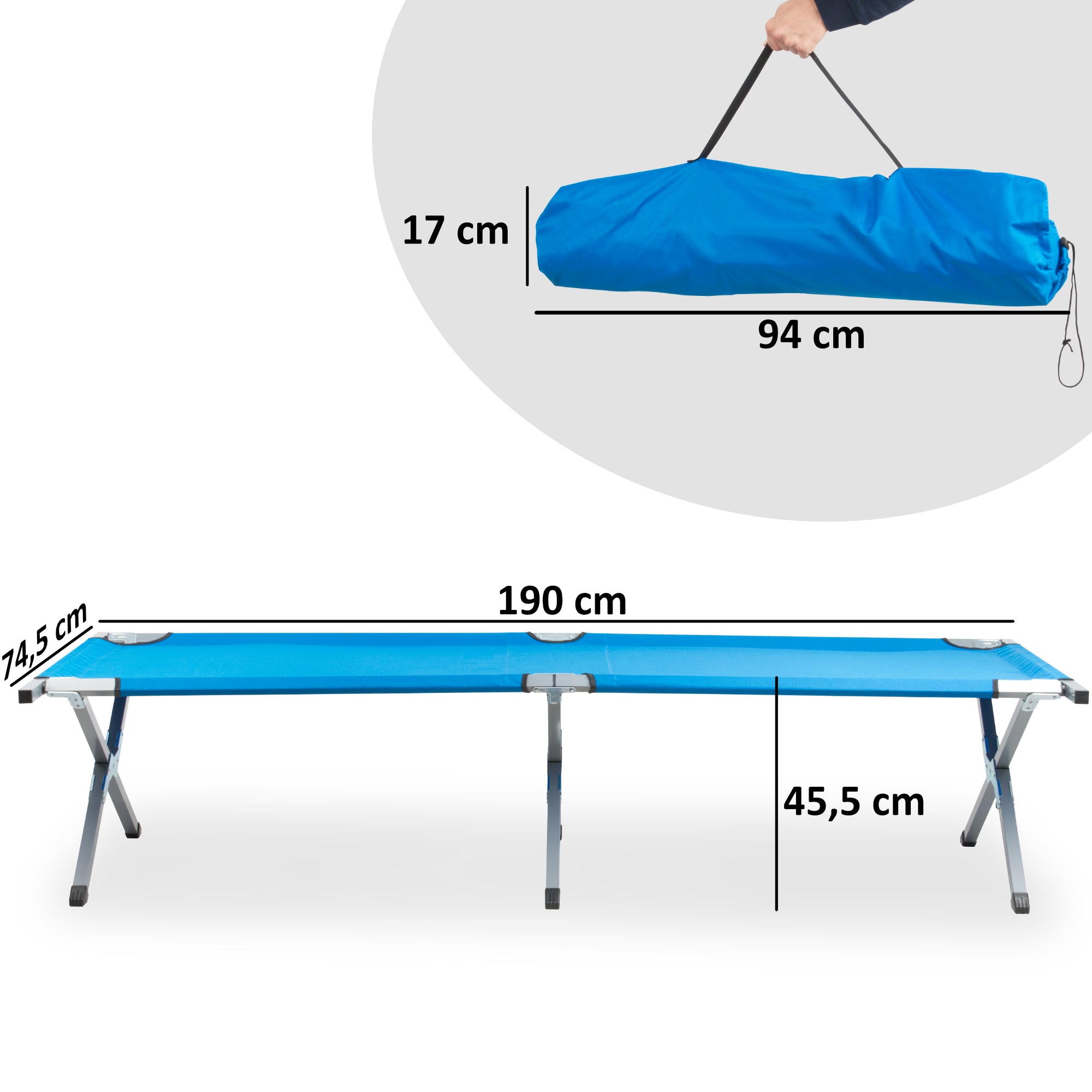 CampFeuer Feldbett pat camping pliabil gri 190 cm