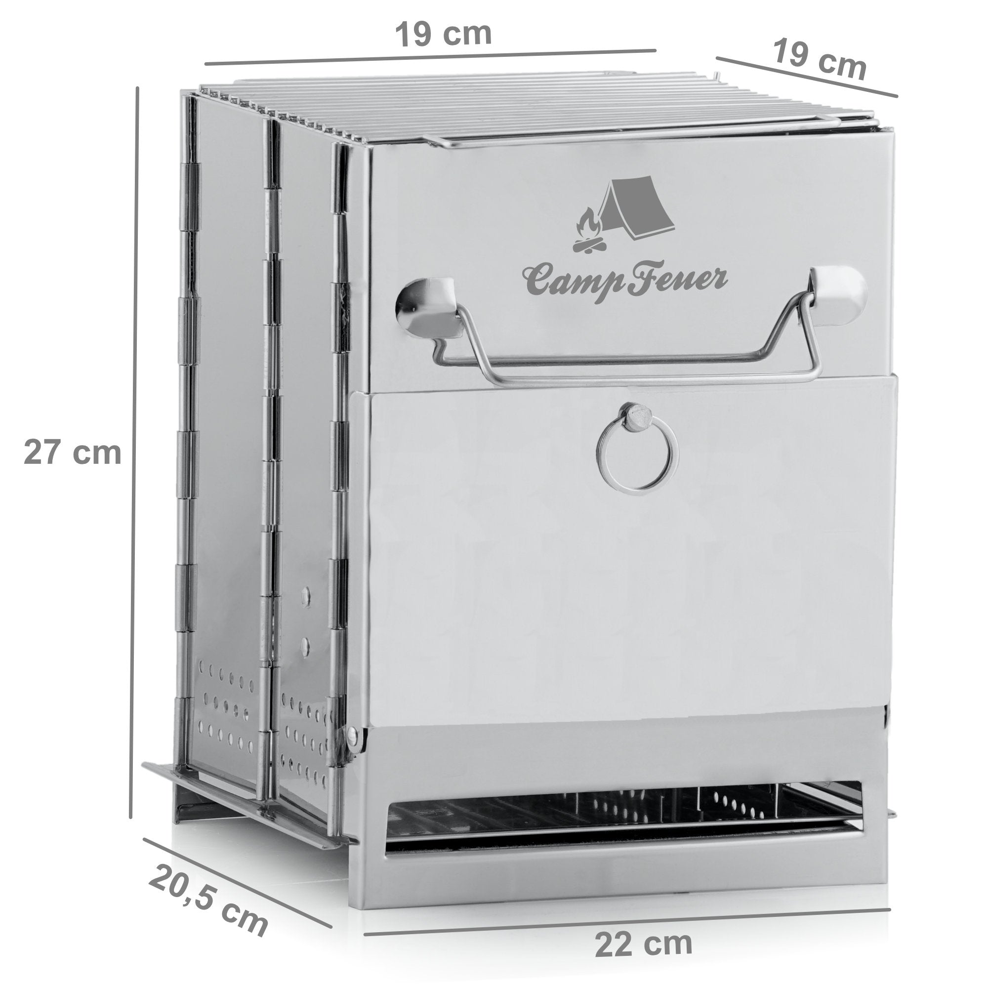 CampFeuer Gratar pliabil inox 19x19 cm cu husa