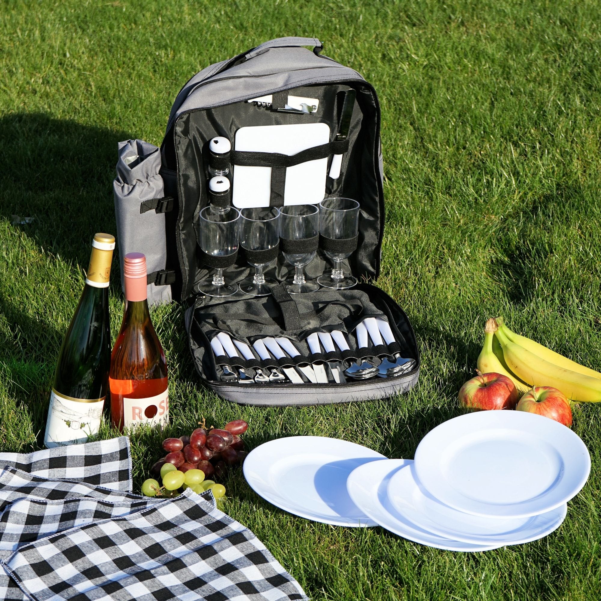 CampFeuer rucsac picnic gri 31 piese 4 persoane cu racire
