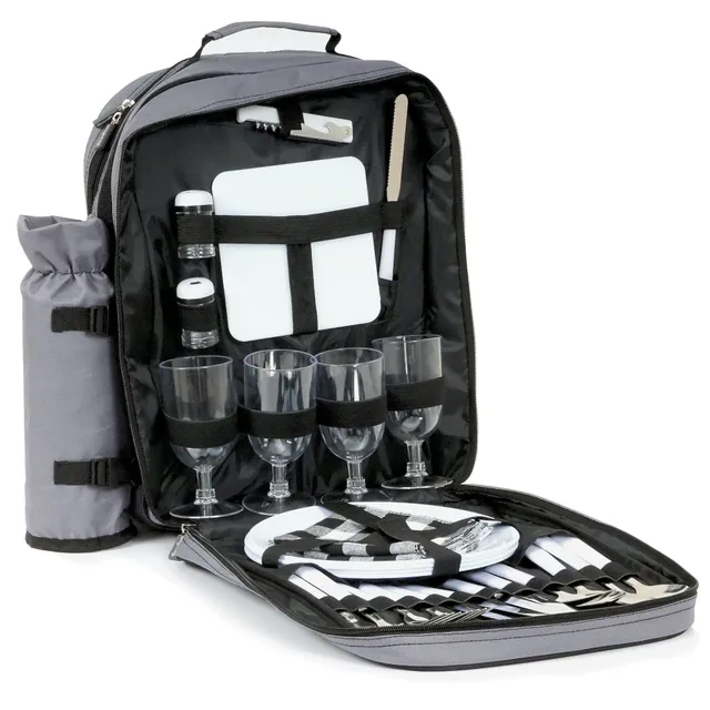 CampFeuer rucsac picnic gri 31 piese 4 persoane cu racire