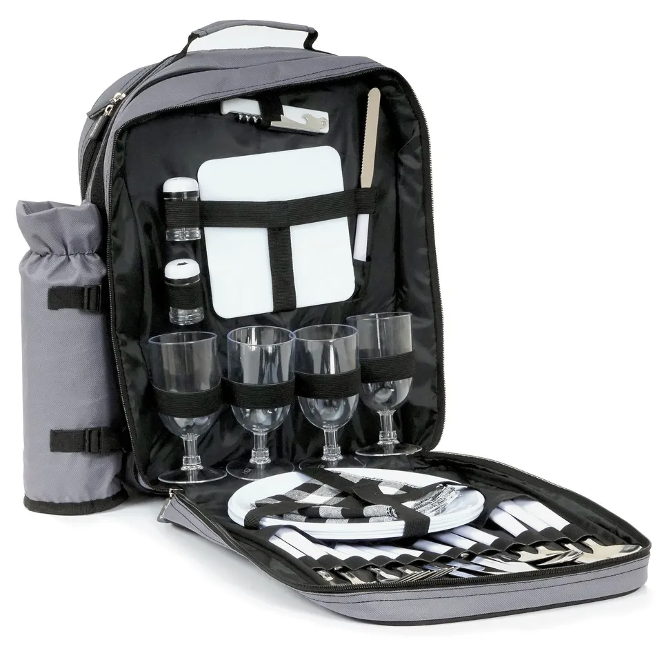 CampFeuer rucsac picnic gri 31 piese 4 persoane cu racire