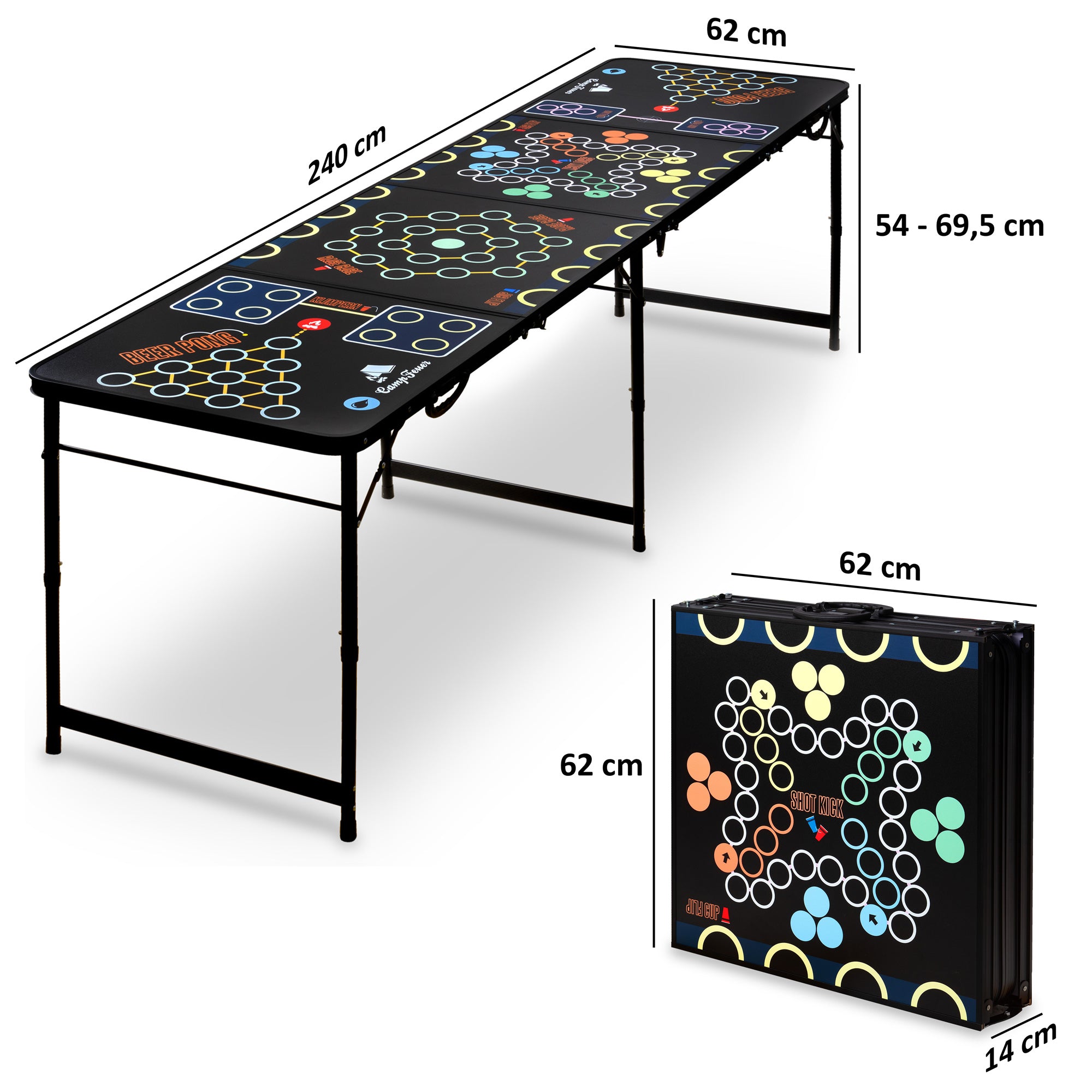 CampFeuer masa beer pong 6in1 pliabila MDF