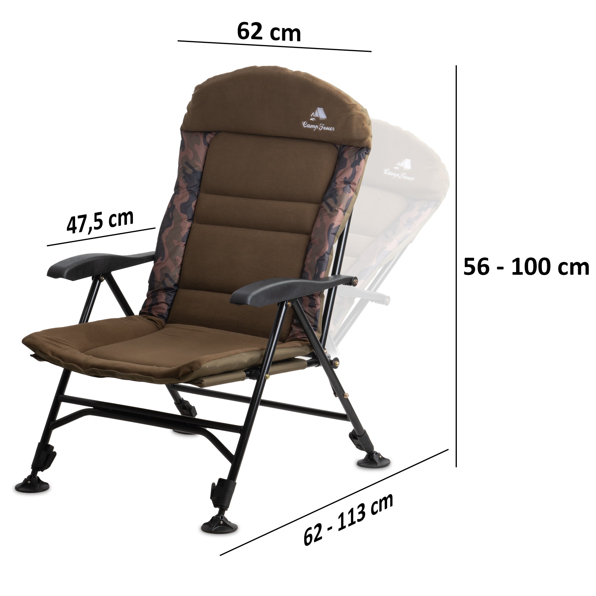CampFeuer Angelstuhl scaun pescuit camuflaj maro pliabil