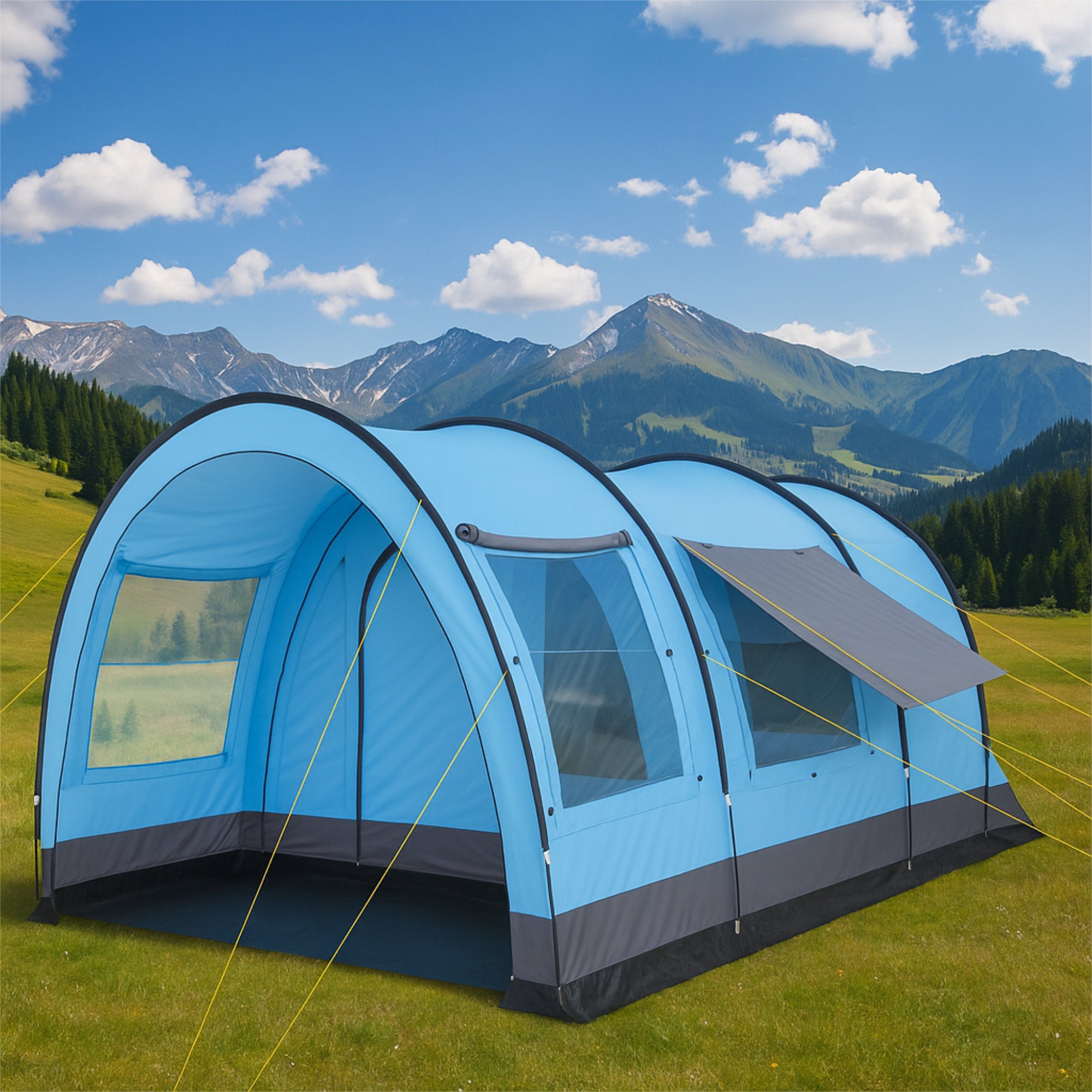 CampFeuer Relax6 cort tunel 6 persoane oliv/gri 5000 mm