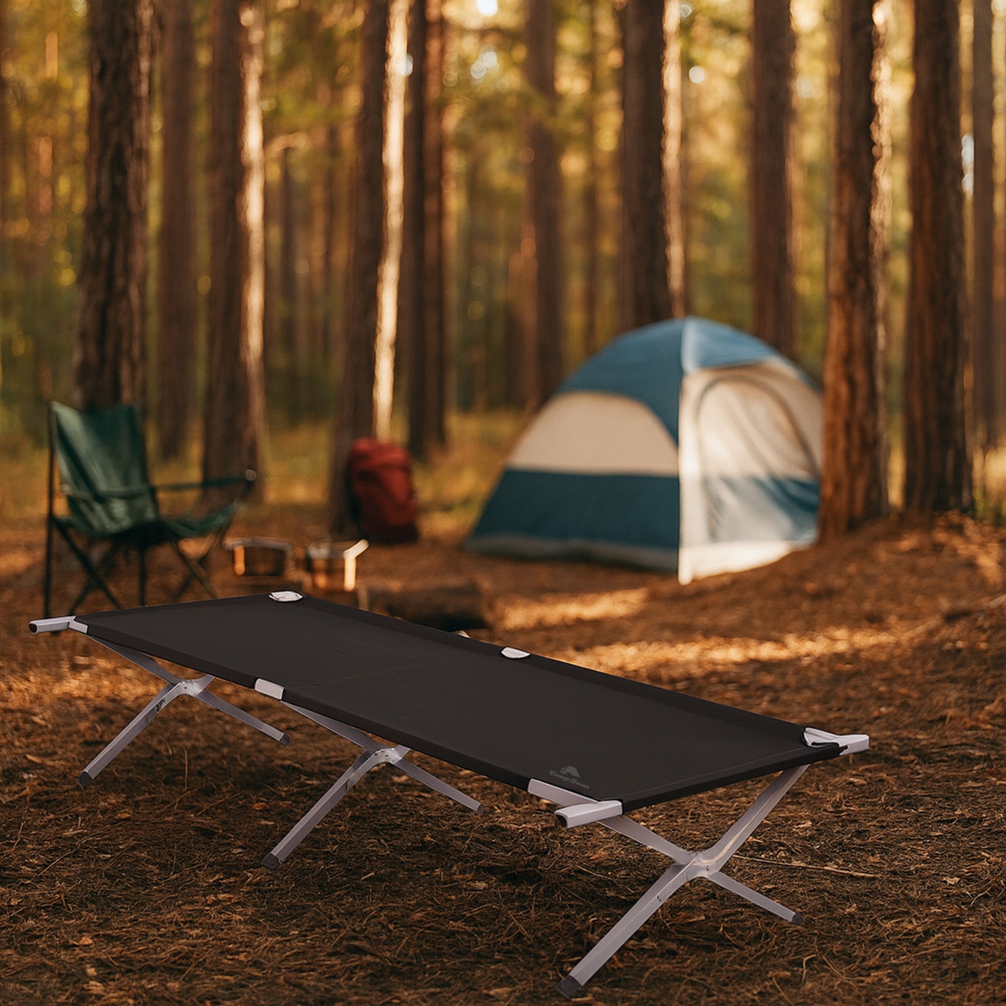 CampFeuer Feldbett pat pliant camping gri 210 cm 200 kg