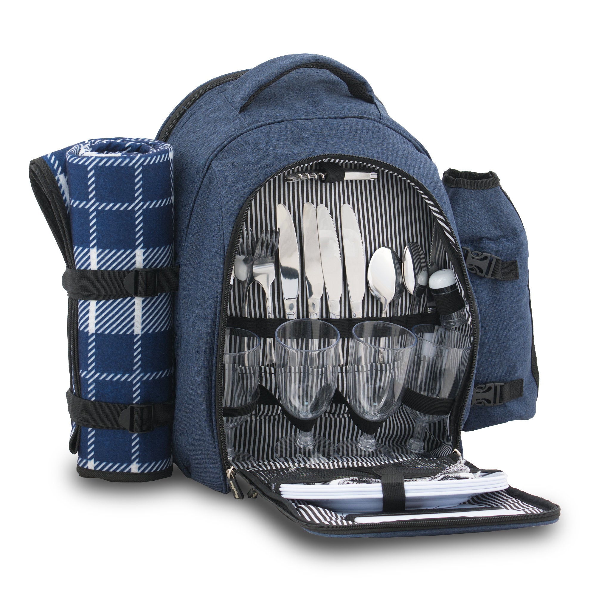 CampFeuer Rucsac picnic 4 persoane 32 piese gri termoizolant
