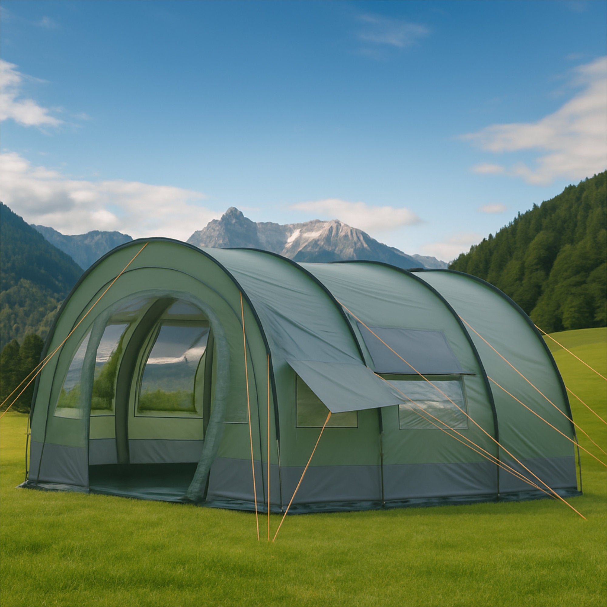 CampFeuer Relax6 cort tunel 6 persoane oliv/gri 5000 mm