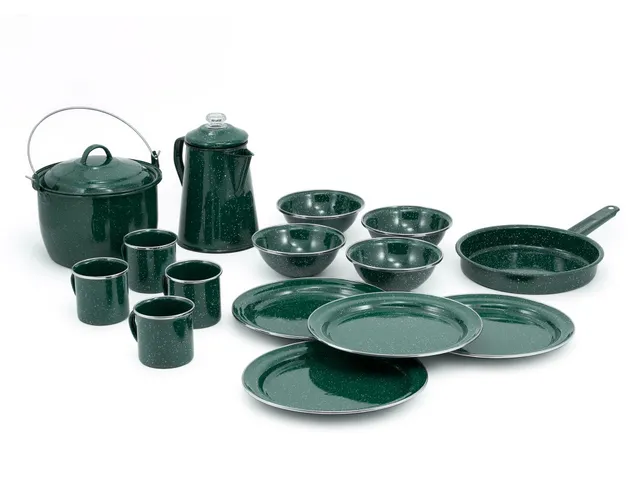 GSI Outdoors set vase emailate camping 15 piese clasic