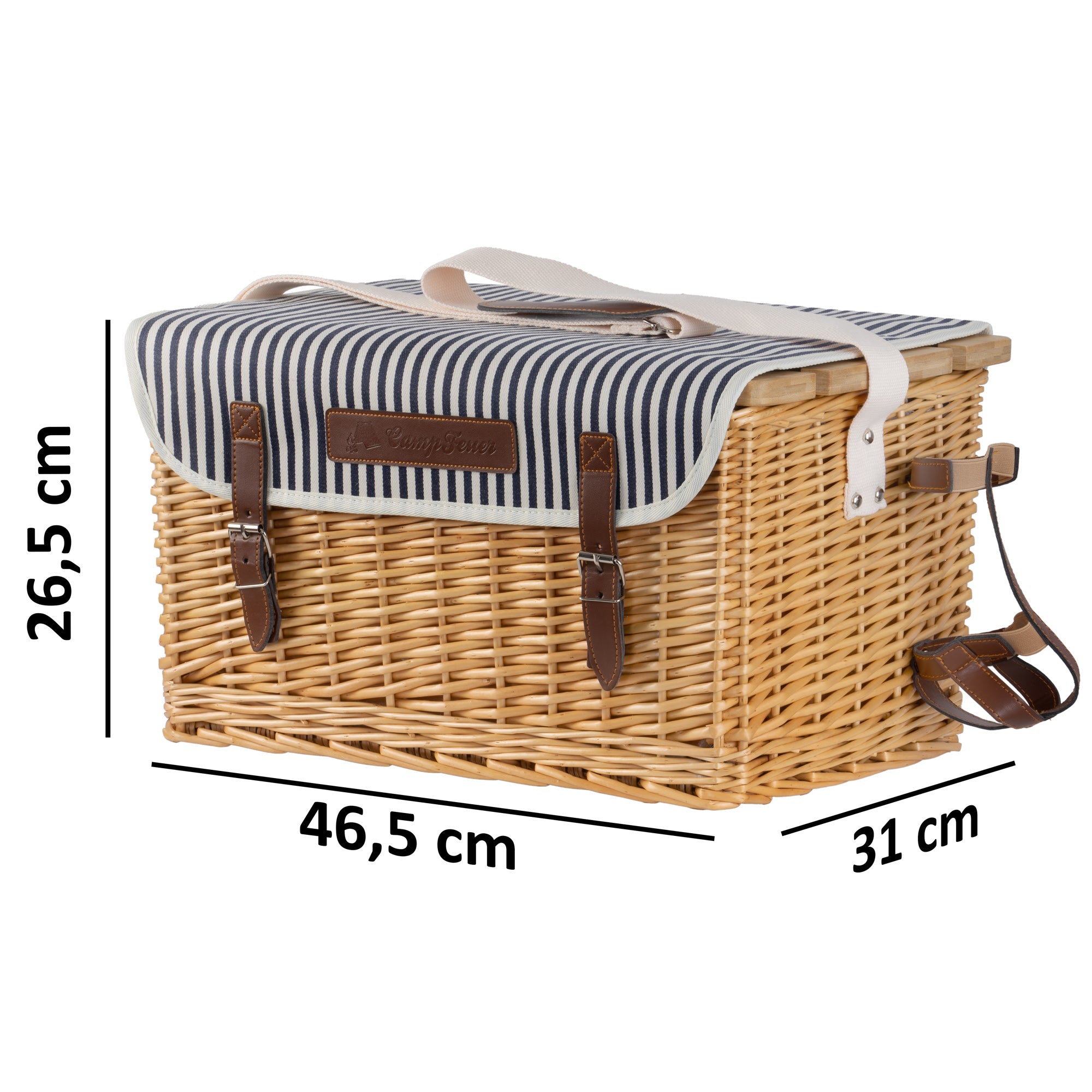 CampFeuer coș picnic 4 pers masă servire 25 piese albastru