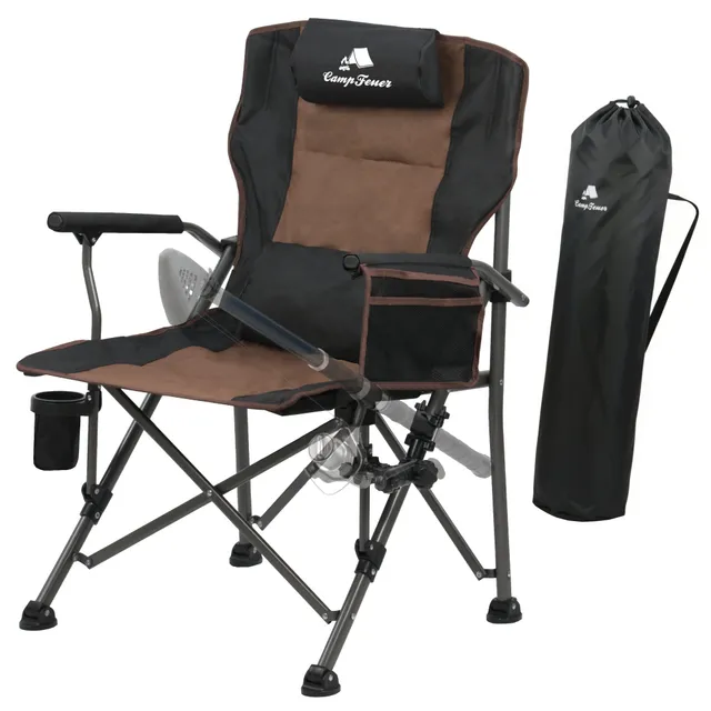 CampFeuer Angelstuhl scaun pescuit maro-negru 150 kg