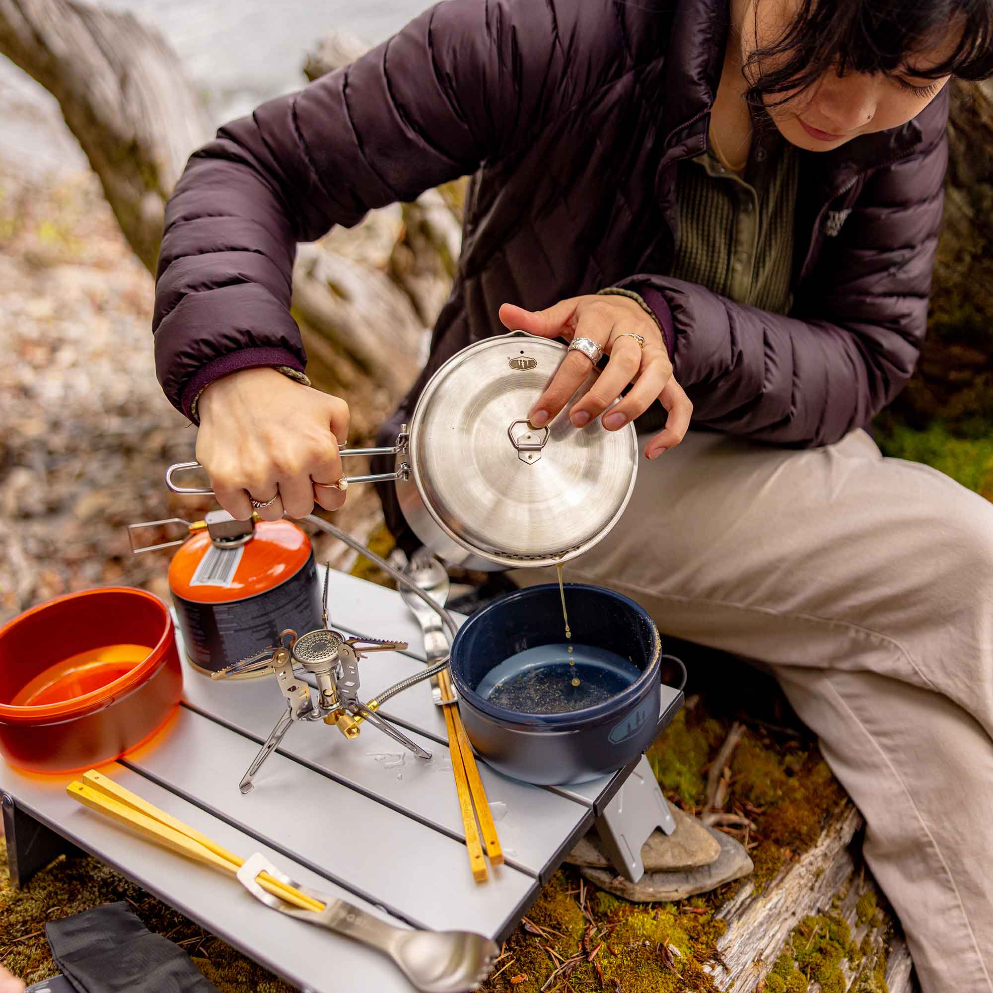 GSI Outdoors Ultralight Nesting bol + cana camping albastru