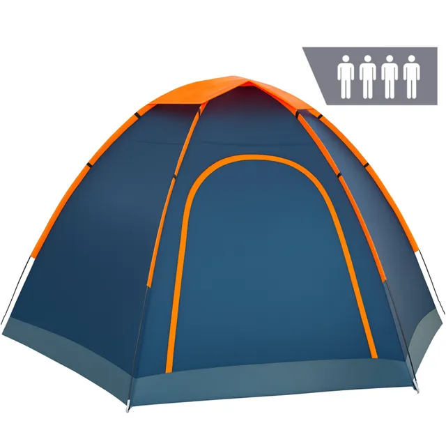 CampFeuer HexOne Cort cupola 4 persoane portocaliu-albastru