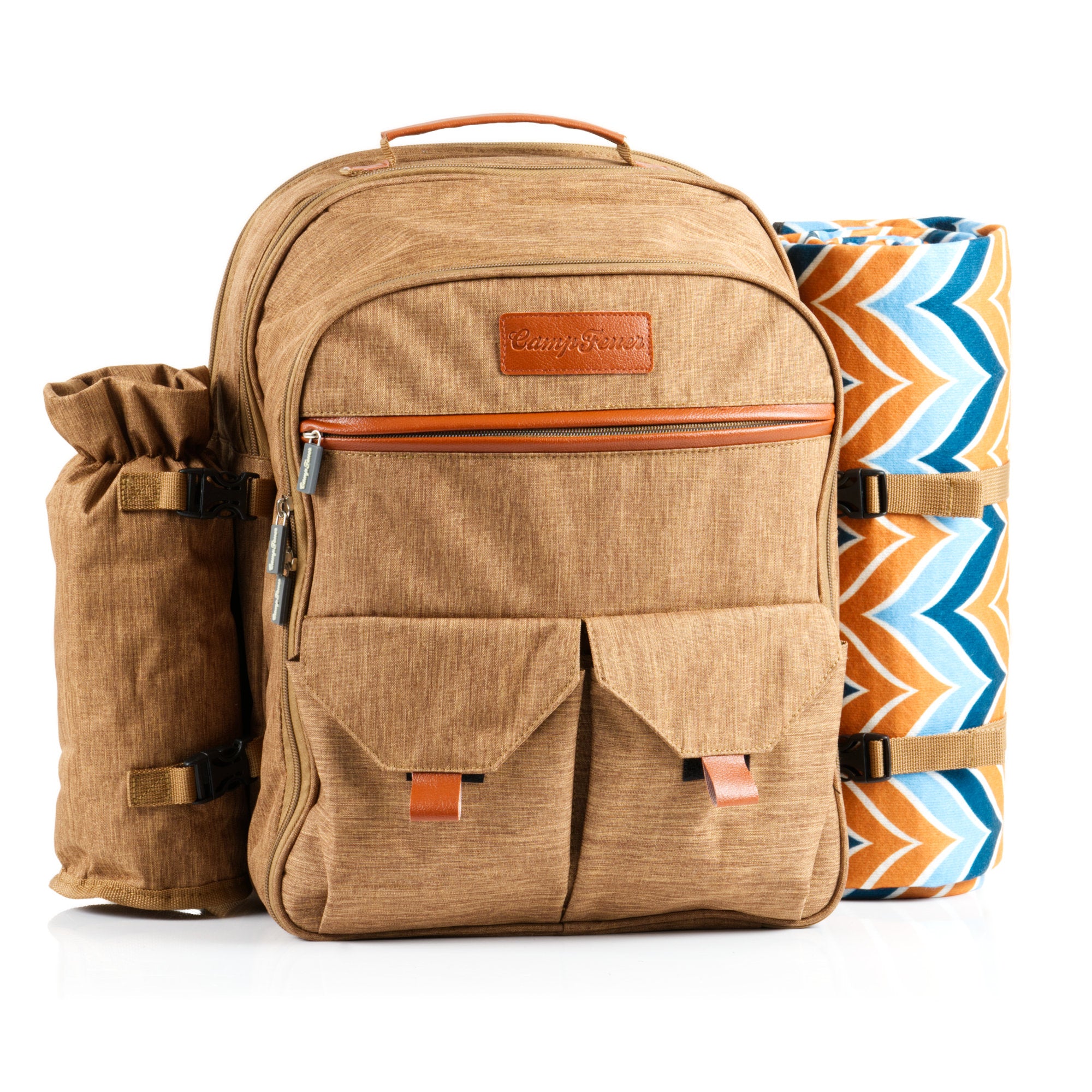 CampFeuer Rucsac picnic 4 persoane 32 piese maro patura