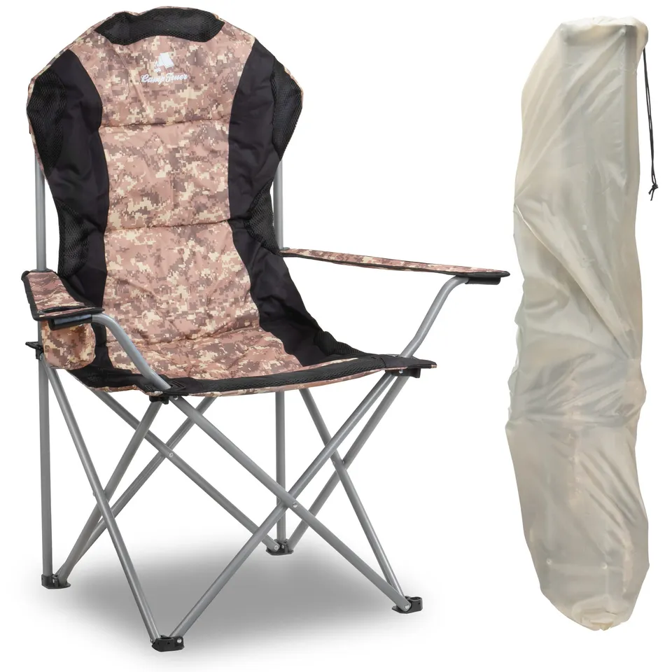 CampFeuer scaun camping pliabil cu suport pahar gri