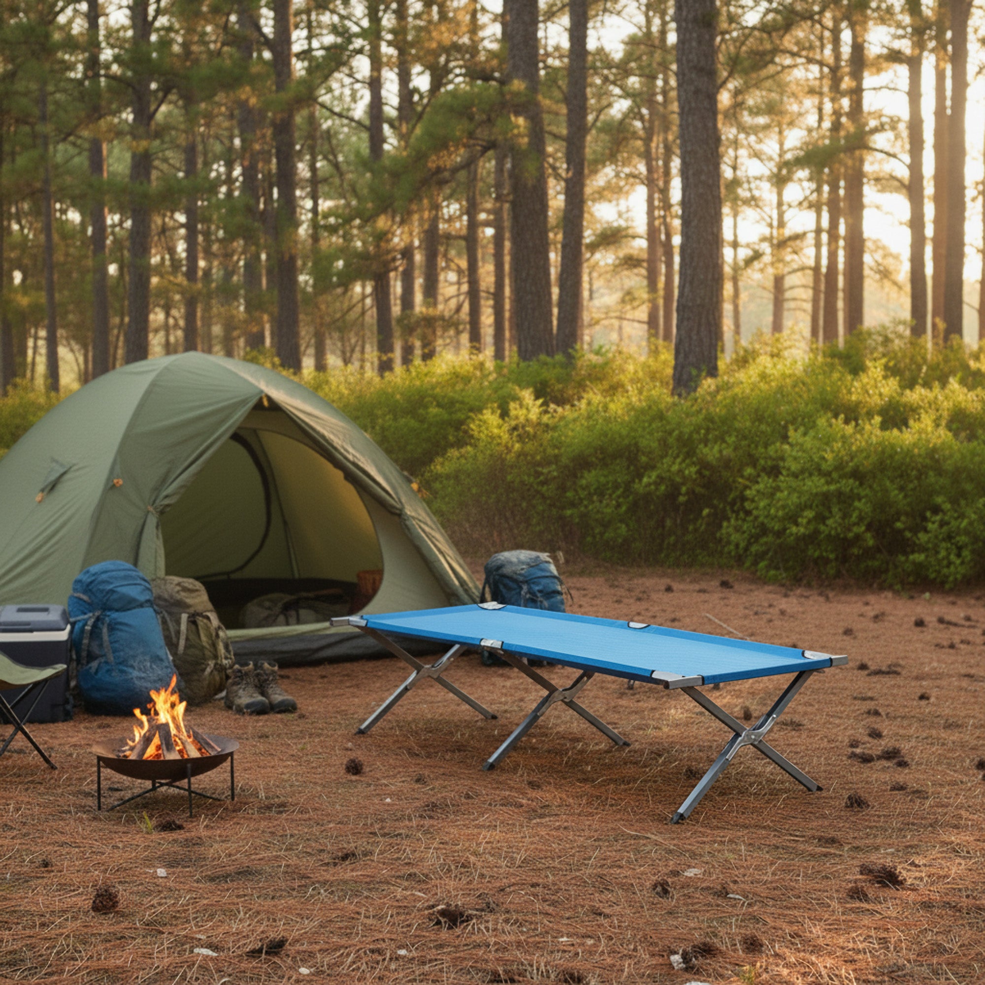 CampFeuer Feldbett pat camping pliabil gri 190 cm