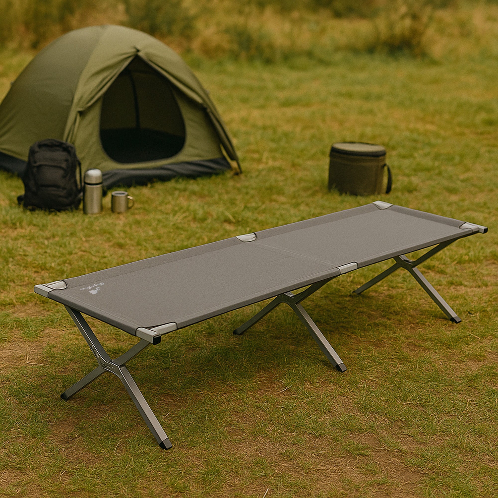 CampFeuer Feldbett pat pliant camping gri 210 cm 200 kg