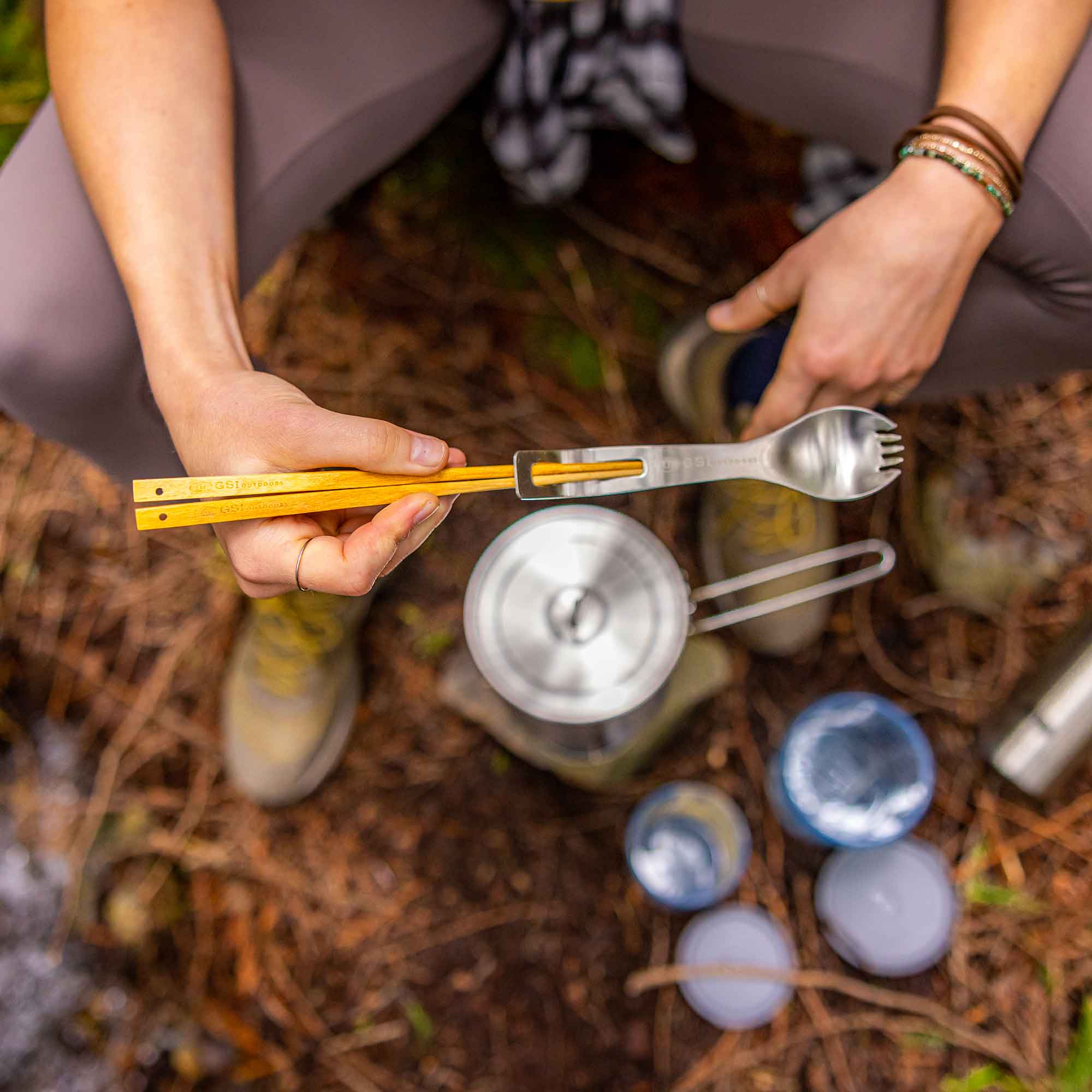 GSI Outdoors Glacier Stainless Spork + Sticks tacâm inox