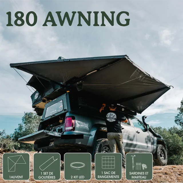 Go Overland 180° marchiza autoportanta ripstop cu LED