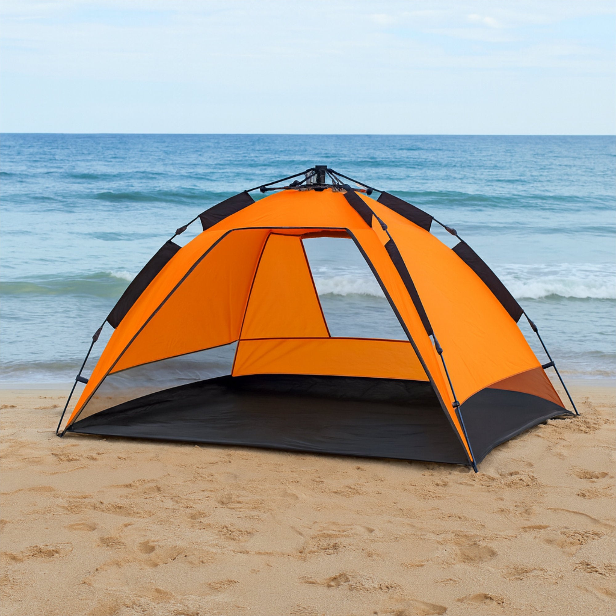 CampFeuer Strandmuschel cort plaja portocaliu/gri UV50+