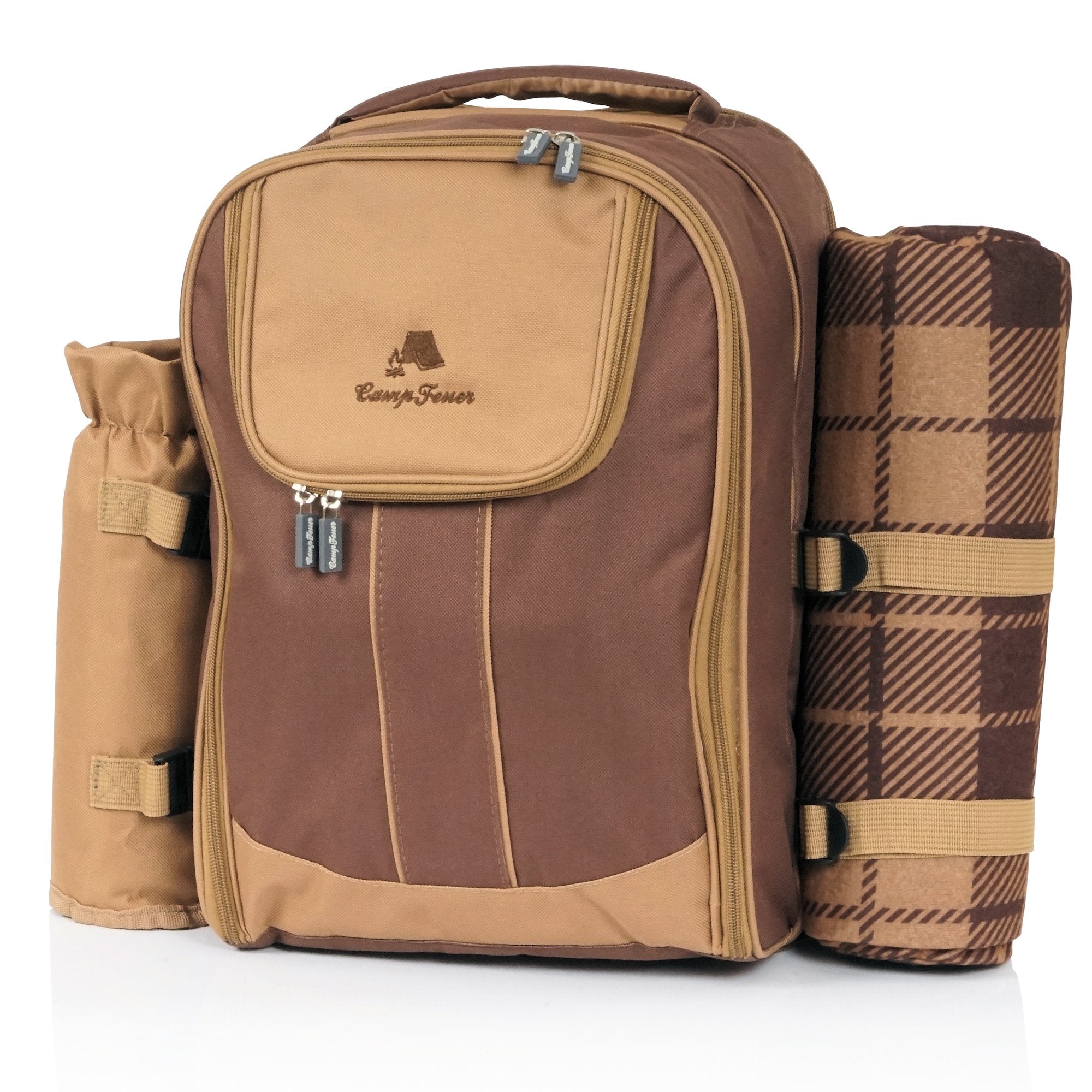 CampFeuer rucsac picnic 4 persoane 32 piese maro