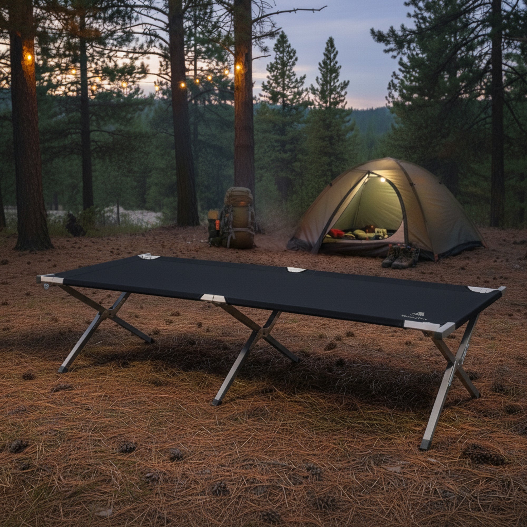 CampFeuer Feldbett pat camping pliabil gri 190 cm
