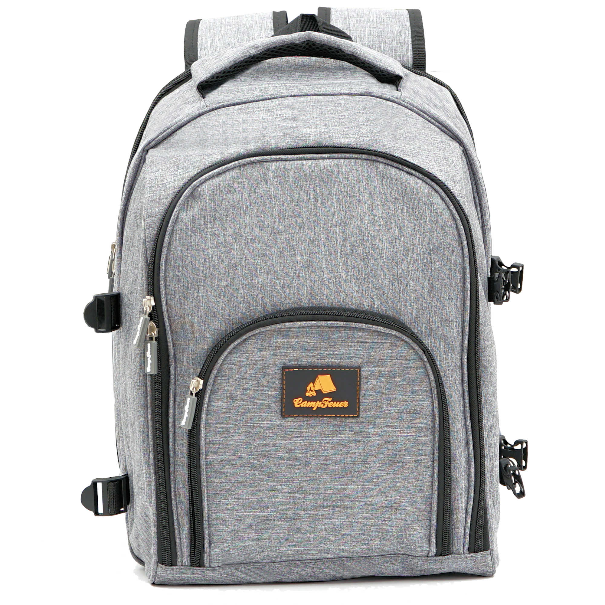 CampFeuer Rucsac picnic 4 persoane 32 piese gri termoizolant