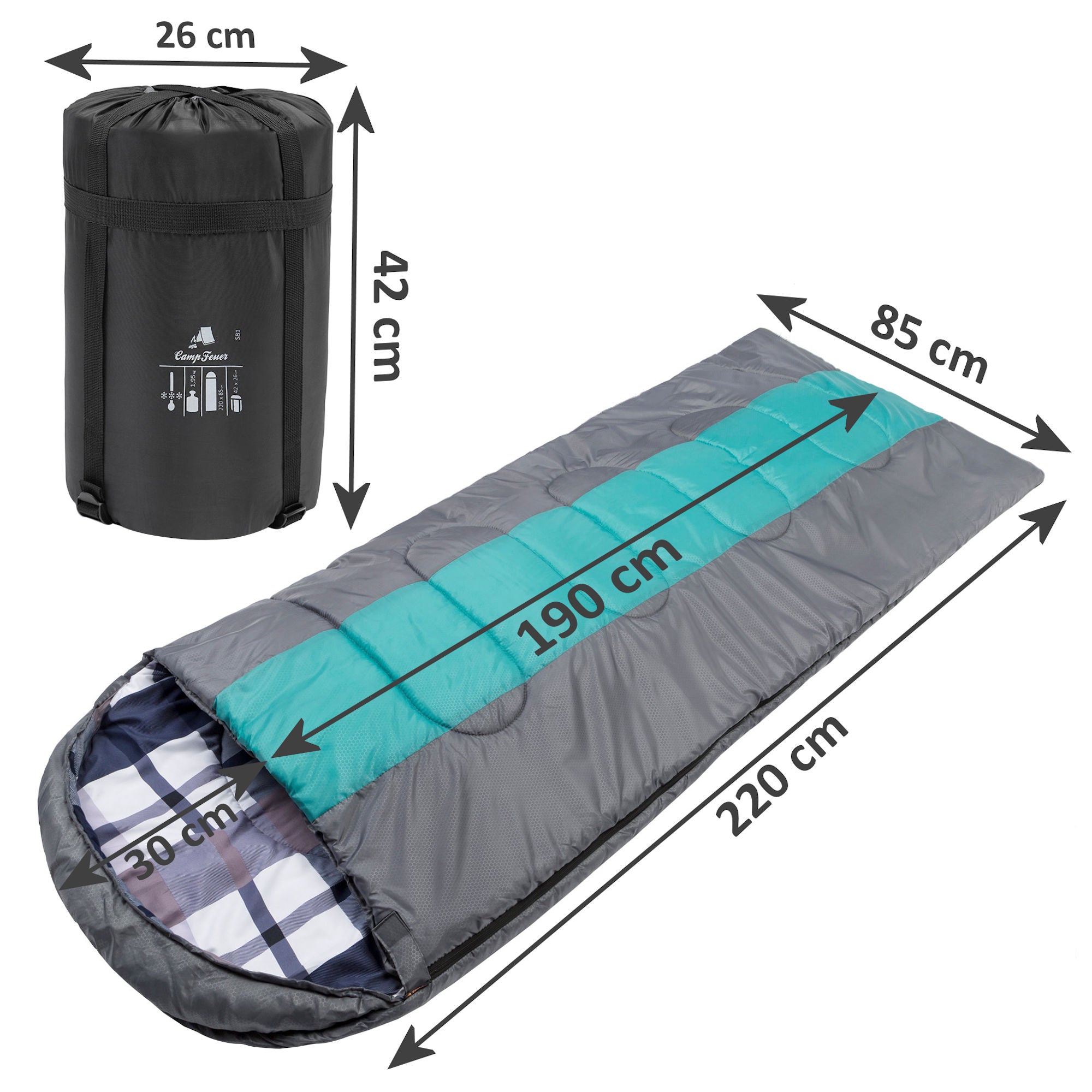 CampFeuer sac dormit pătură 220x85 gri petrol