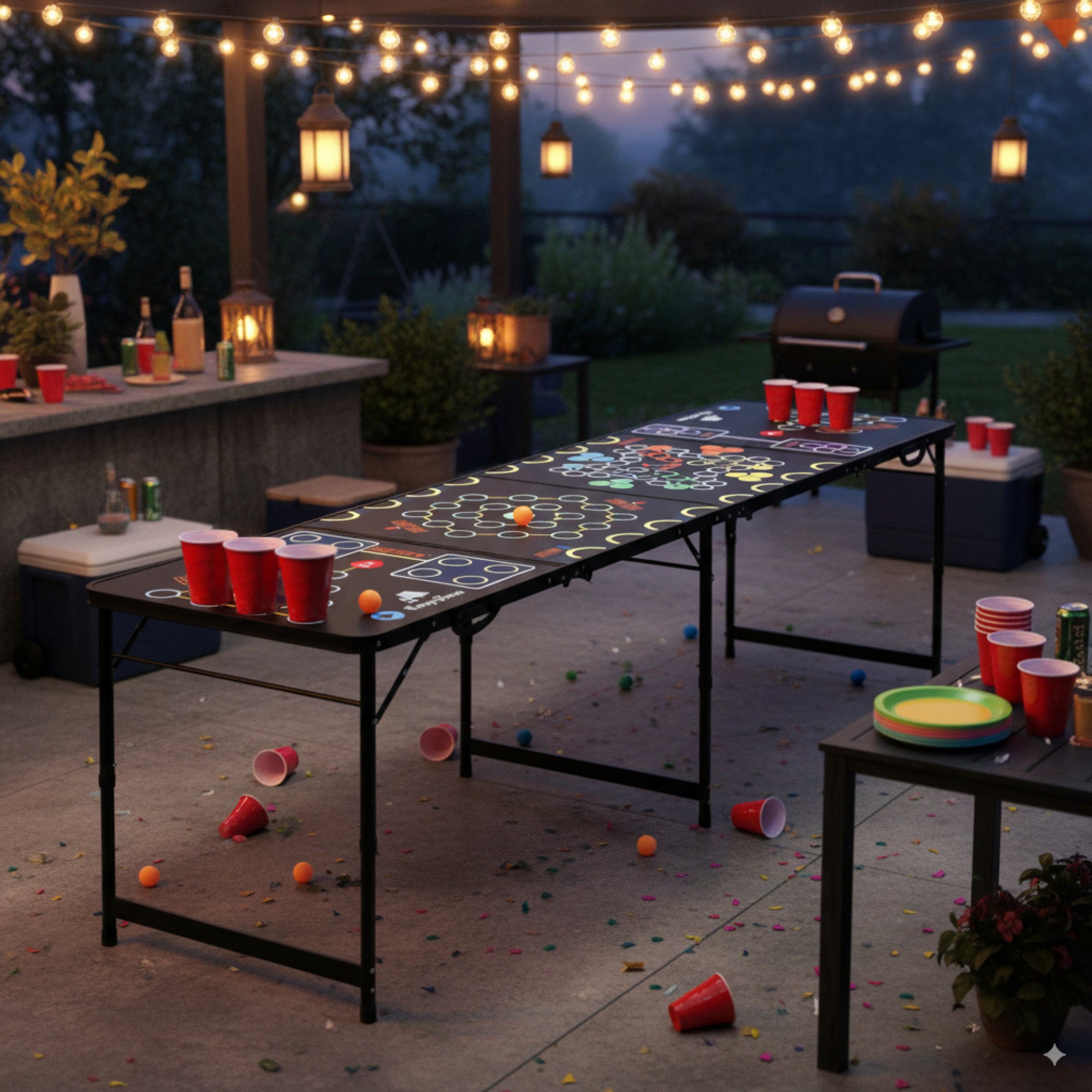 CampFeuer masa beer pong 6in1 pliabila MDF