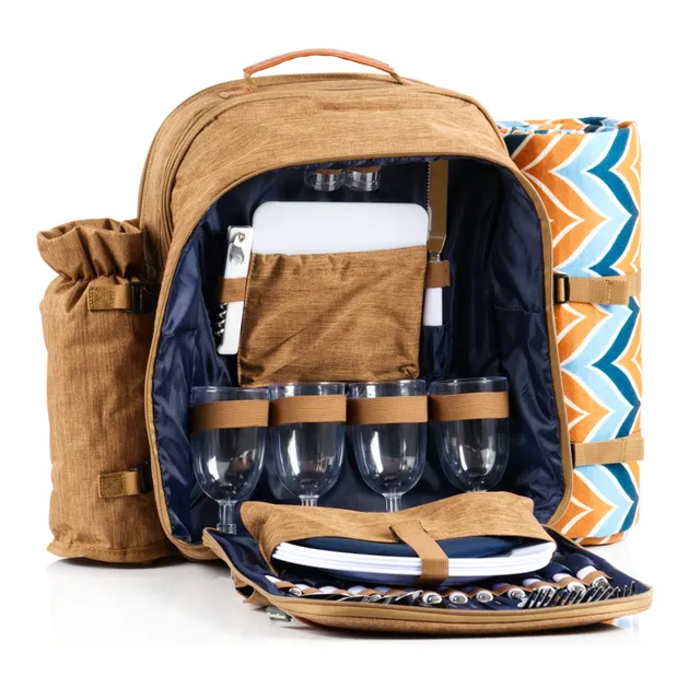 CampFeuer Rucsac picnic 4 persoane 32 piese maro patura