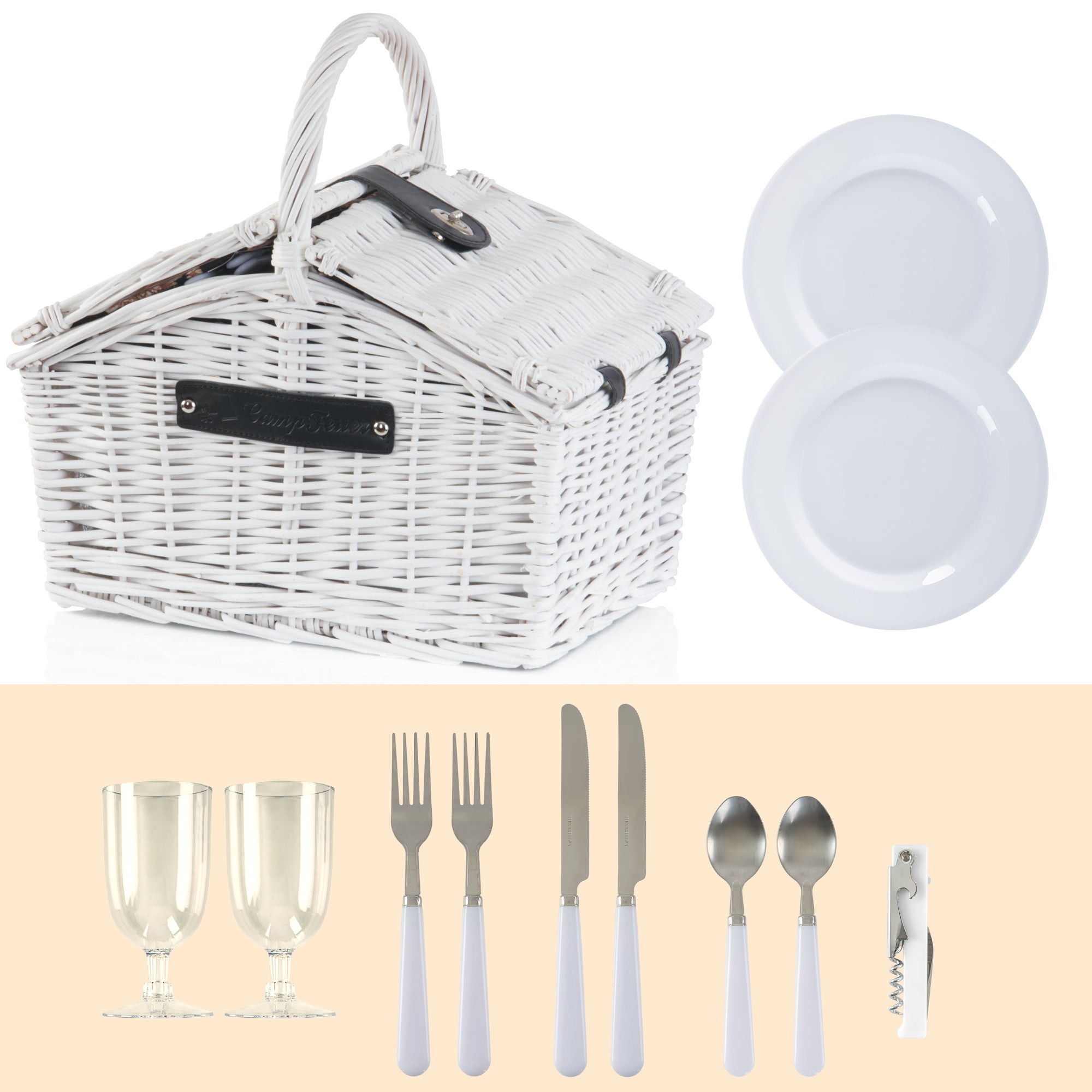 CampFeuer Cos picnic 2 persoane 12 piese maro
