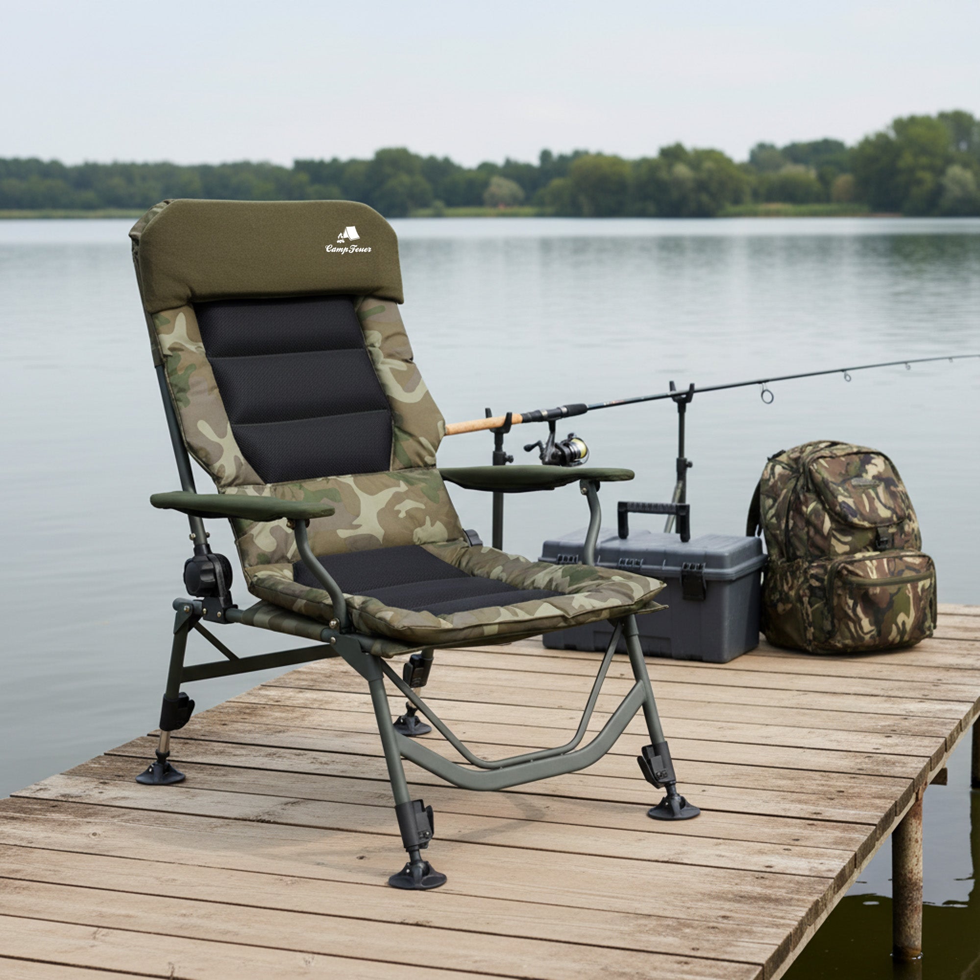 CampFeuer Scaun pescuit camuflaj 150 kg pliabil