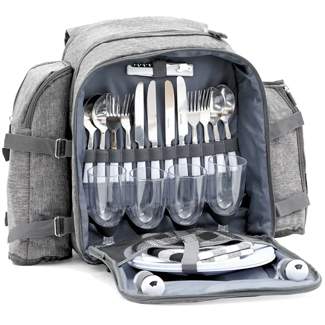 CampFeuer rucsac picnic gri 32 piese 4 persoane termoizolat