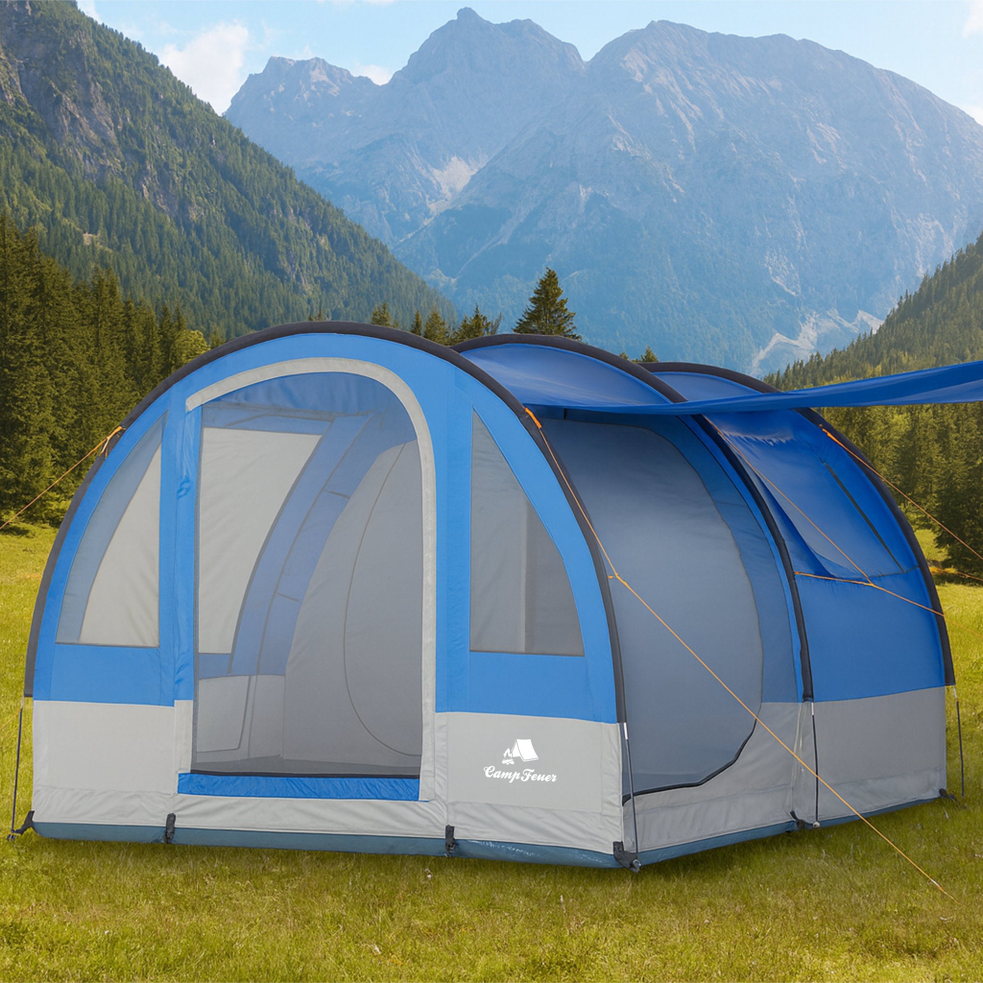 CampFeuer Smart cort tunel 4 persoane albastru gri