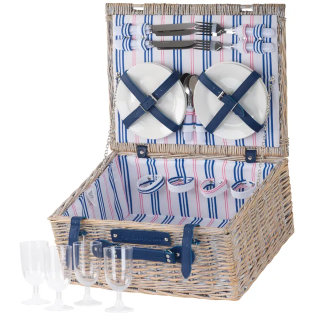 CampFeuer coș picnic 4 persoane 21 piese răchită