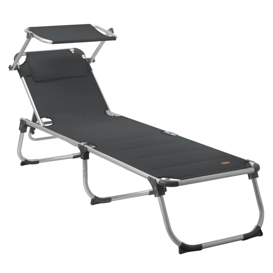 CampFeuer șezlong camping cu copertină antracit