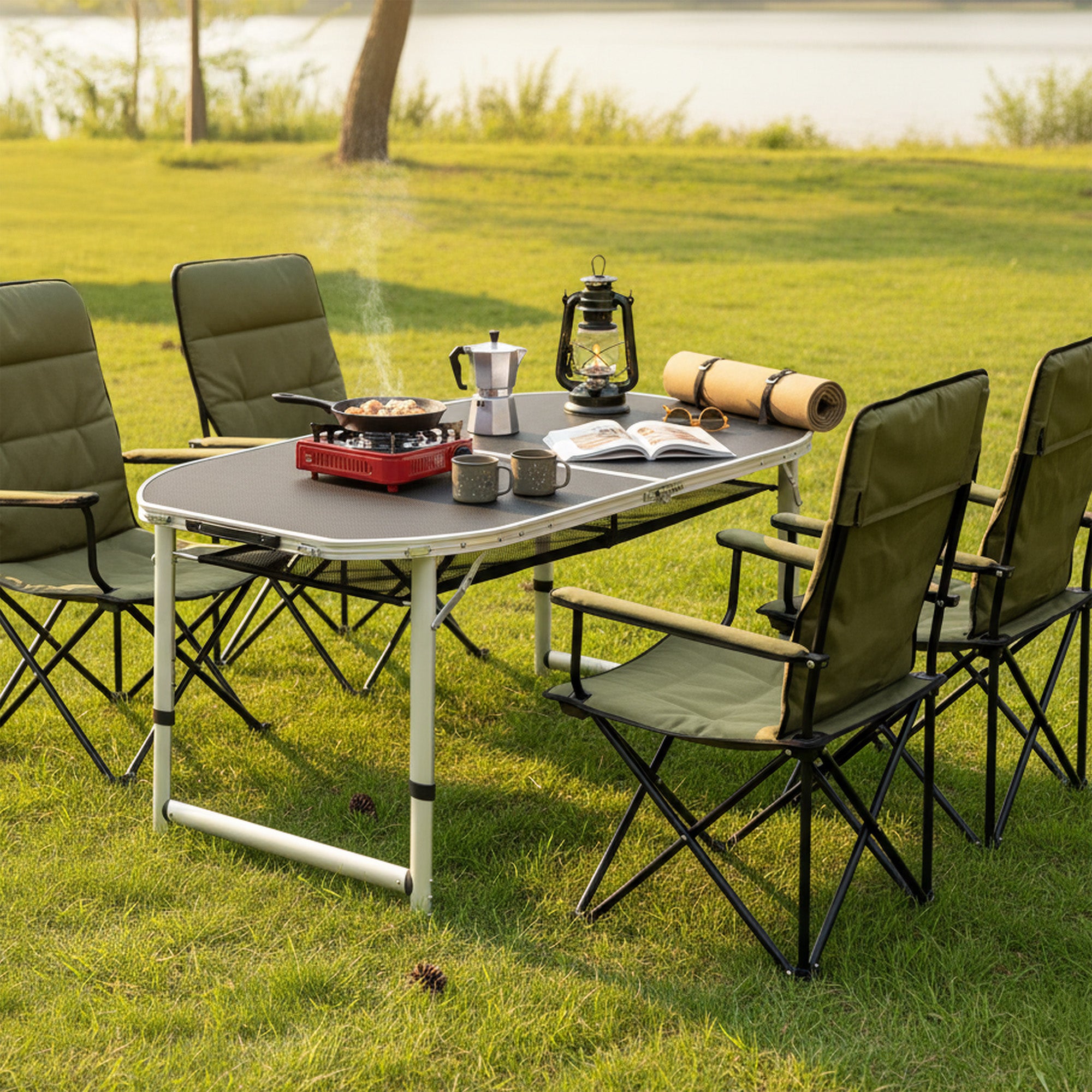 CampFeuer masa camping aluminiu 150x80 cm 6 persoane