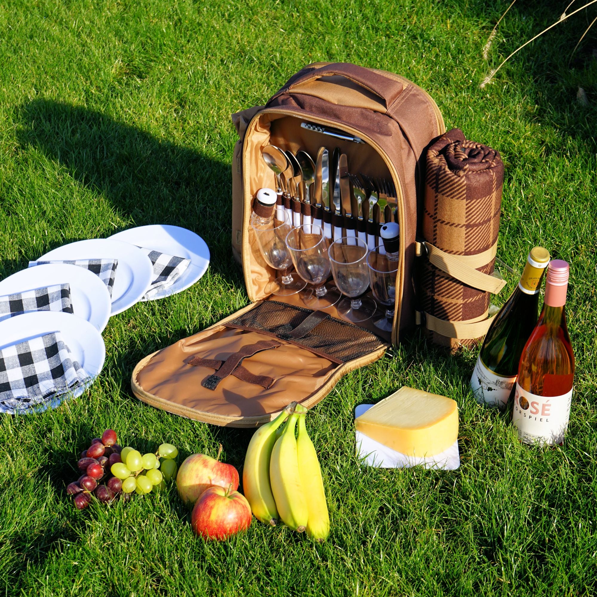 CampFeuer rucsac picnic 4 persoane 32 piese maro