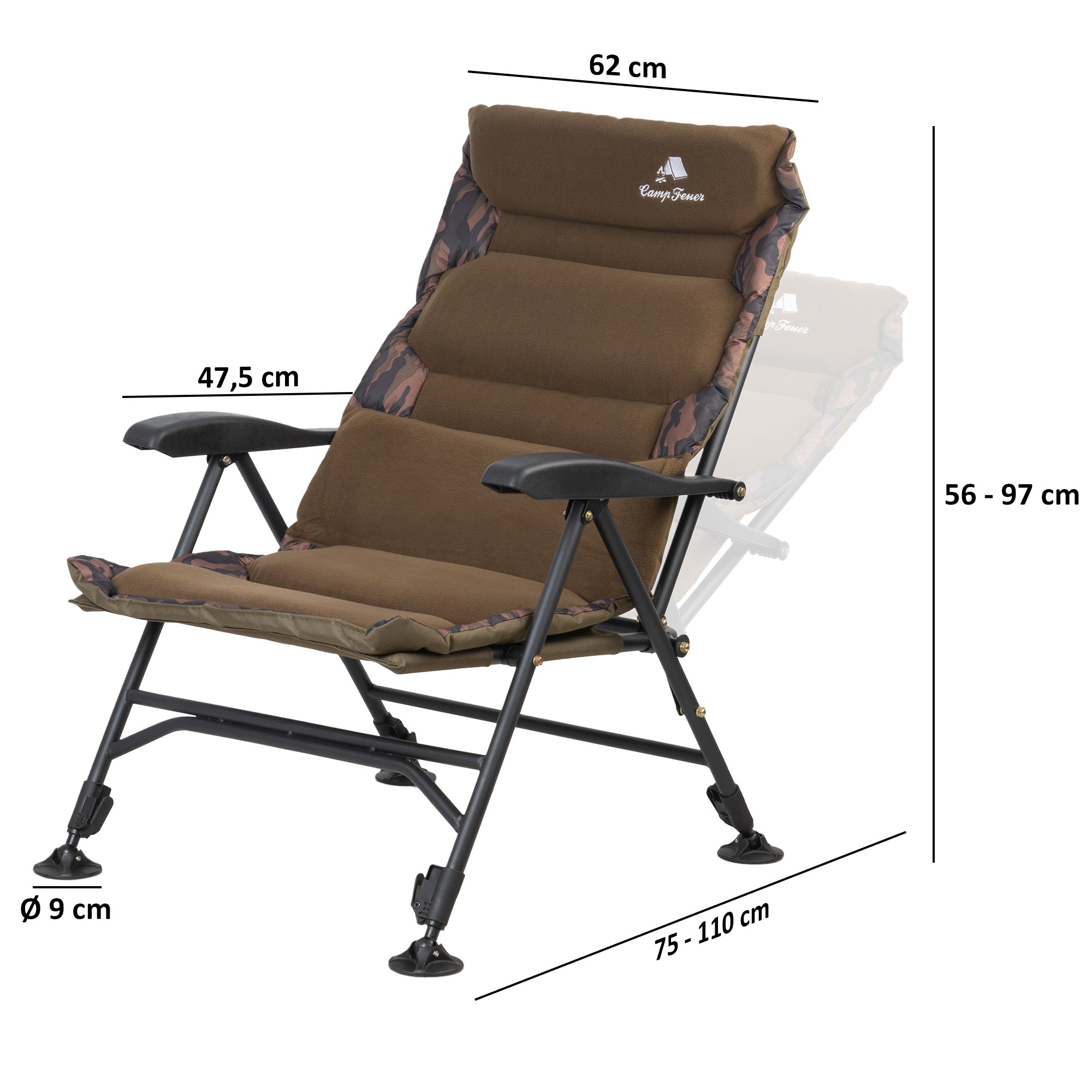 CampFeuer Angelstuhl scaun pescuit camuflaj maro pliabil