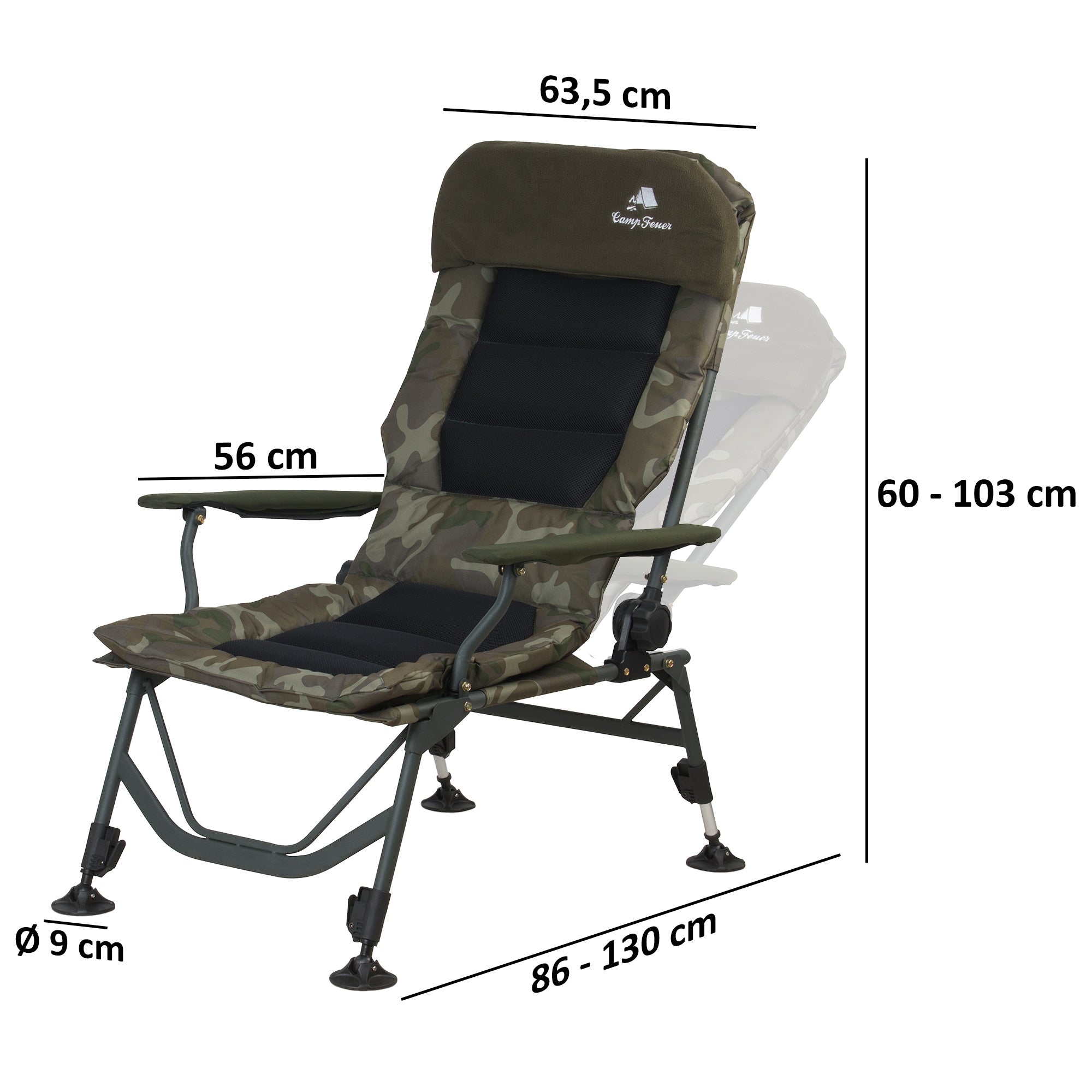 CampFeuer Scaun pescuit camuflaj 150 kg pliabil