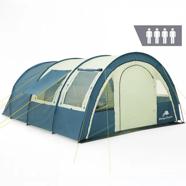 CampFeuer Multi cort tunel 4 persoane albastru/crem impermeabil