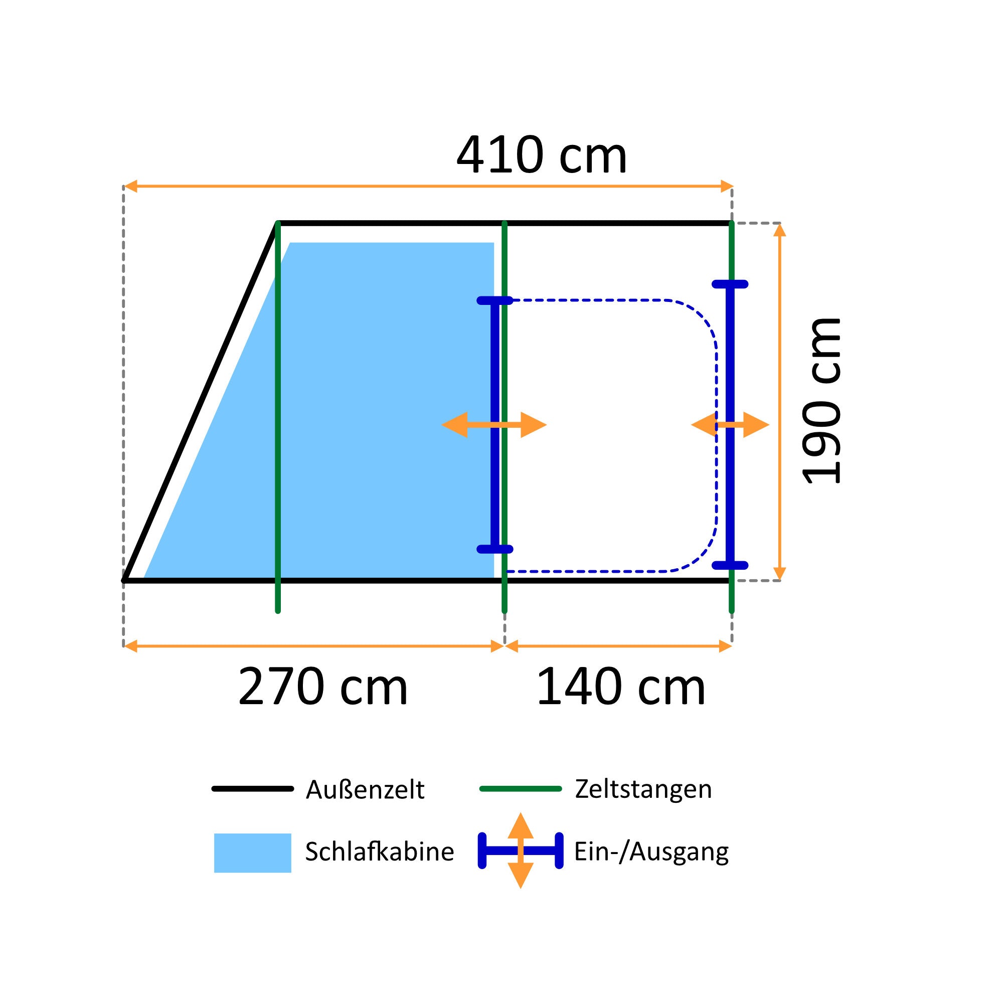CampFeuer Smart cort tunel 4 persoane albastru gri
