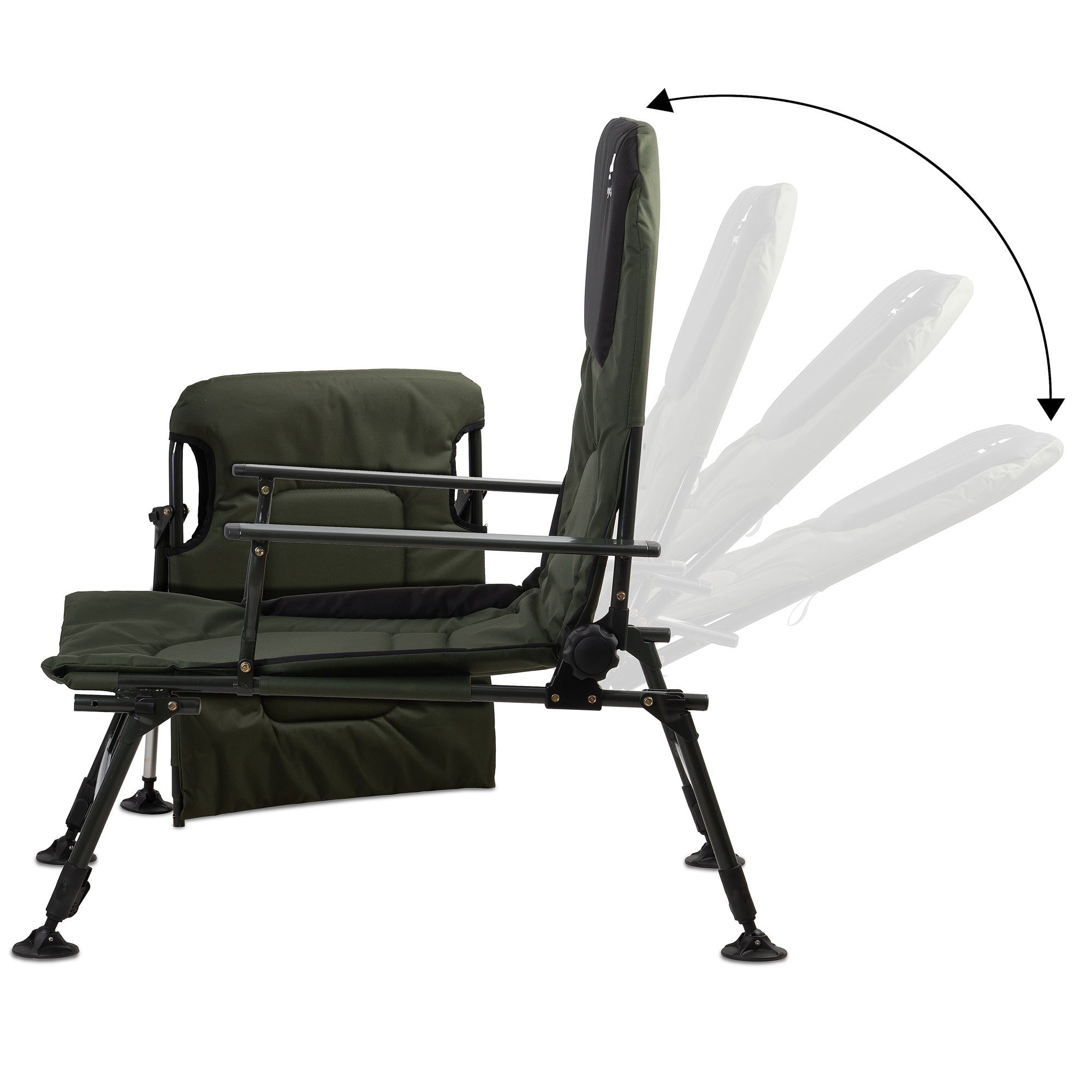 CampFeuer 2in1 scaun pescuit reglabil verde-negru 150 kg