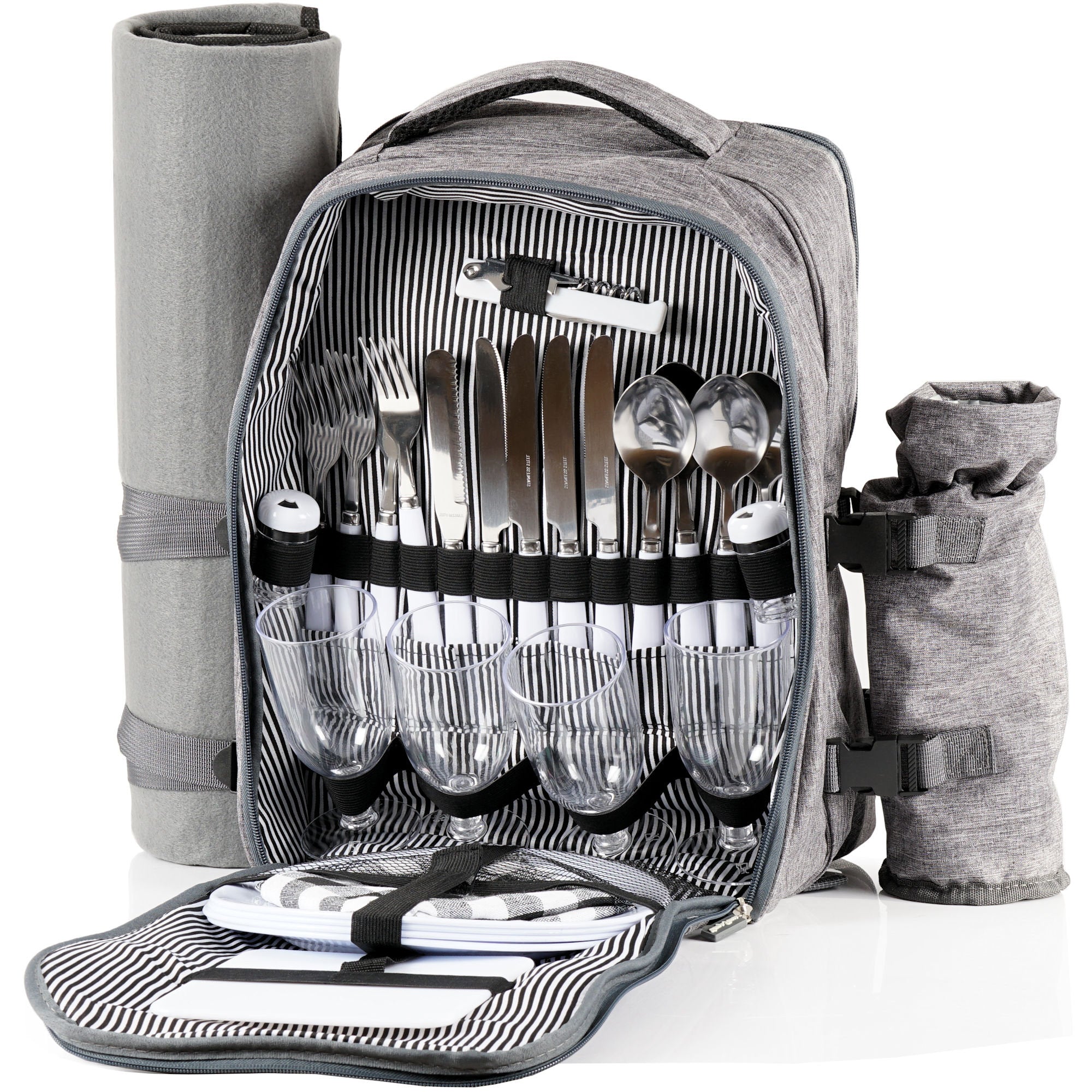 CampFeuer rucsac picnic 4 persoane 32 piese maro