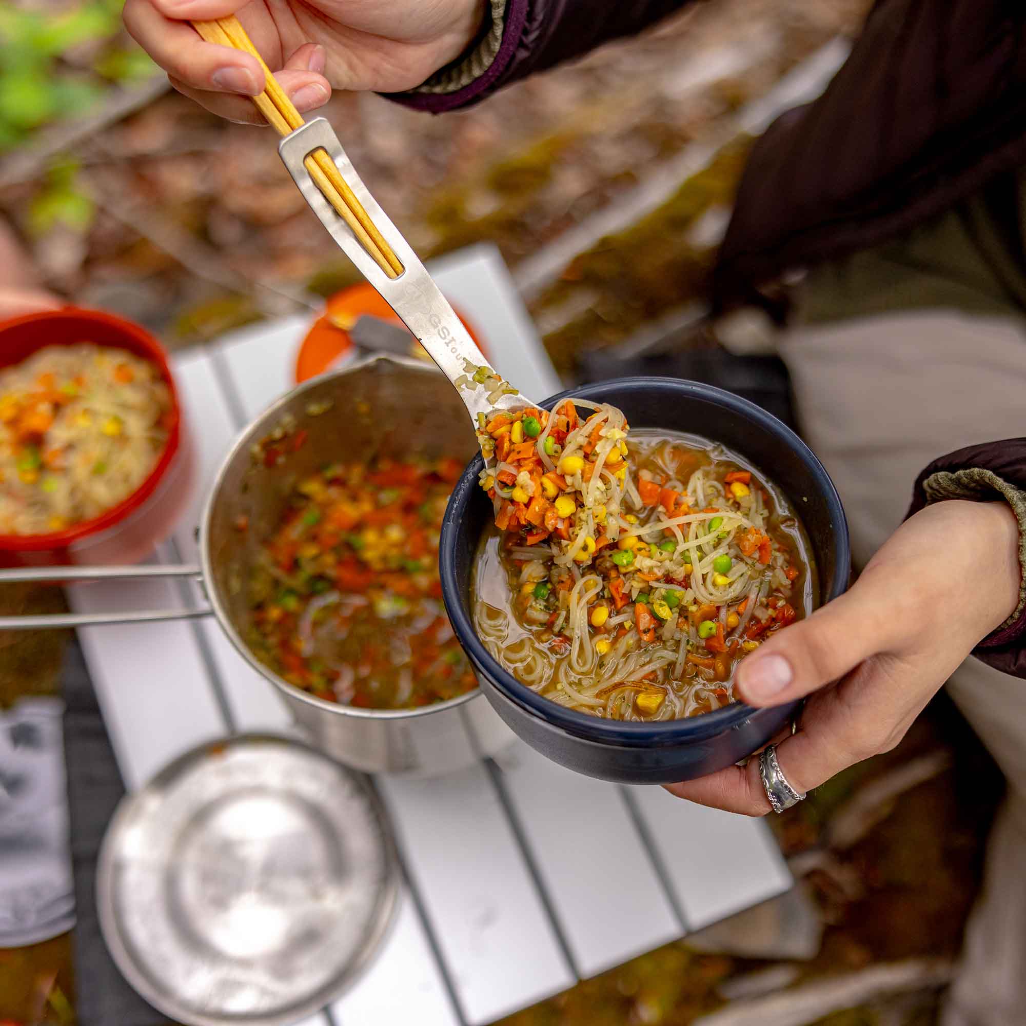 GSI Outdoors Glacier Stainless Spork + Sticks tacâm inox