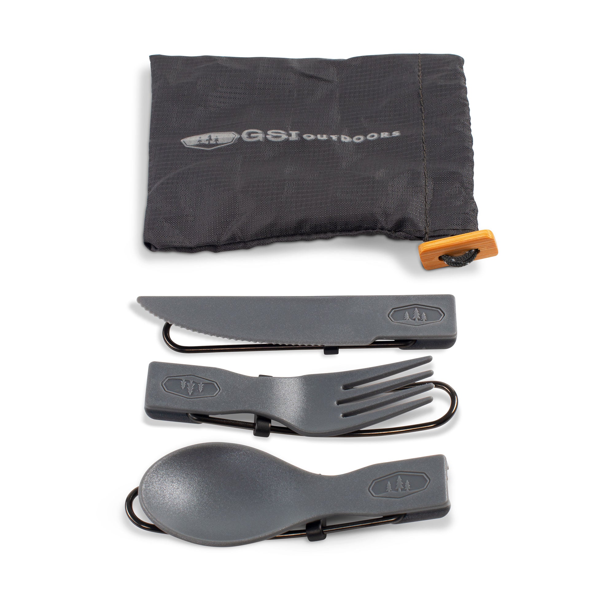 GSI Outdoors Tekk Trio set tacâmuri pliabile gri 3 piese